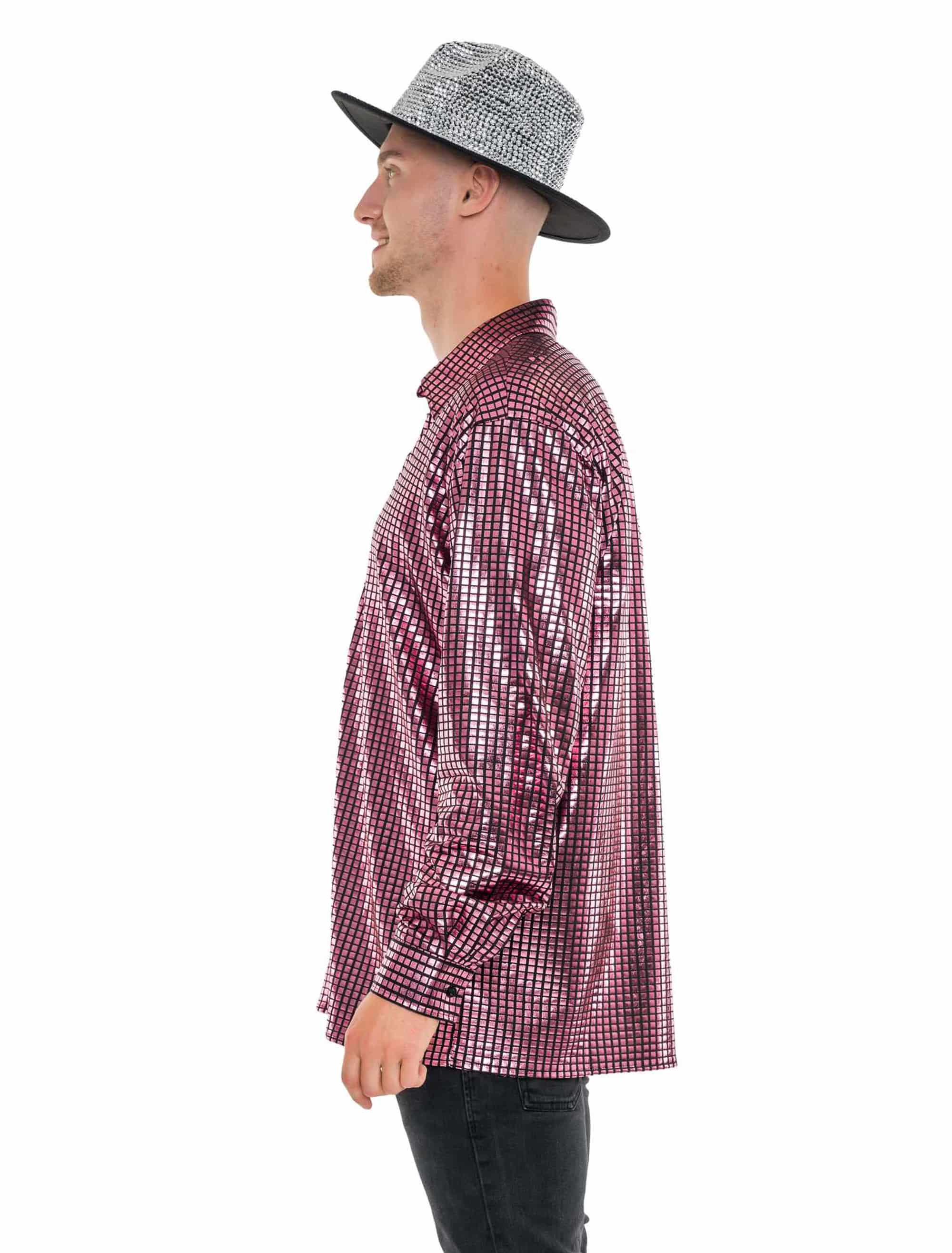 Hemd metallic Herren pink 2XL