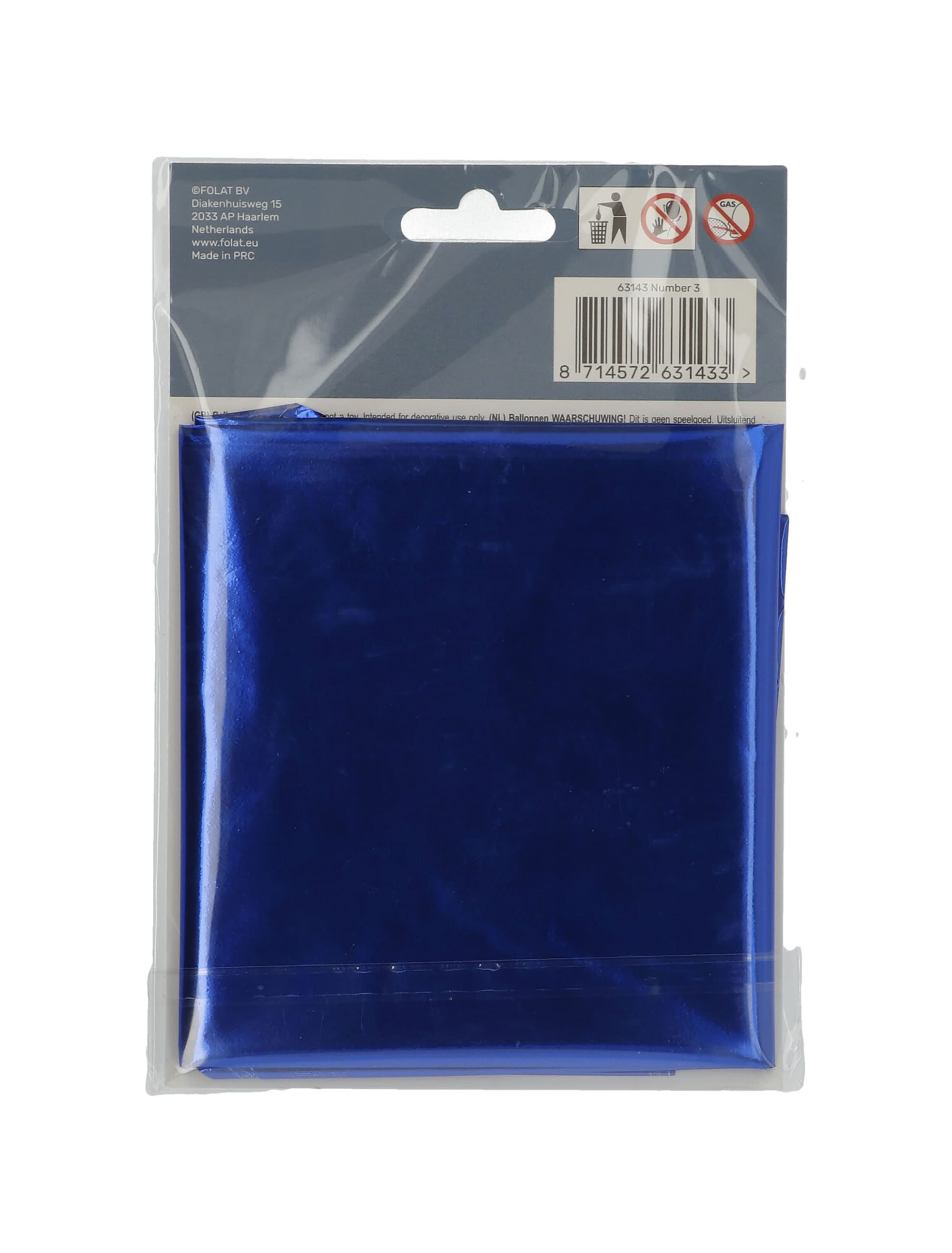 Folienballon Zahl 3 L blau