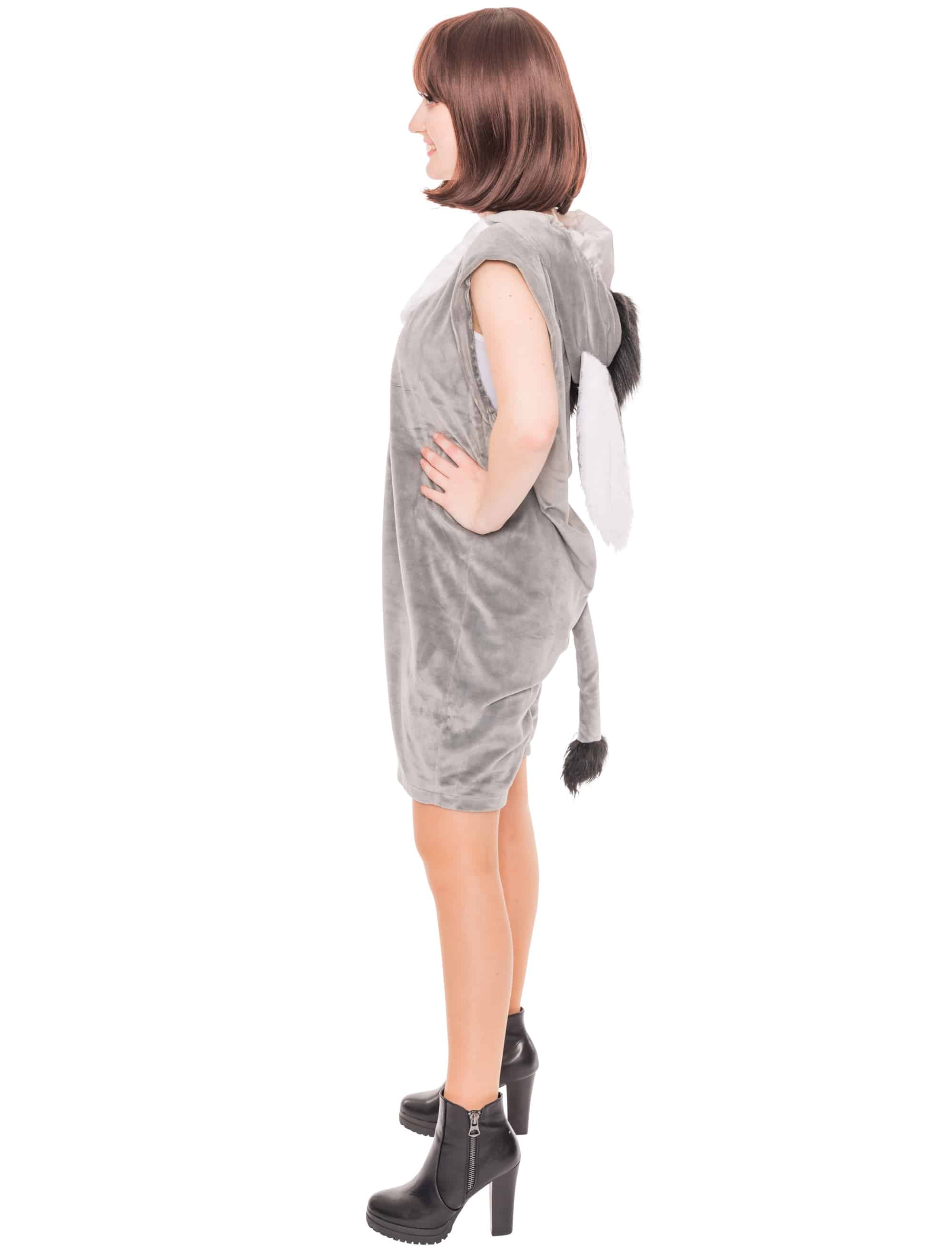 Overall Plüsch Esel kurz Damen grau 34-36