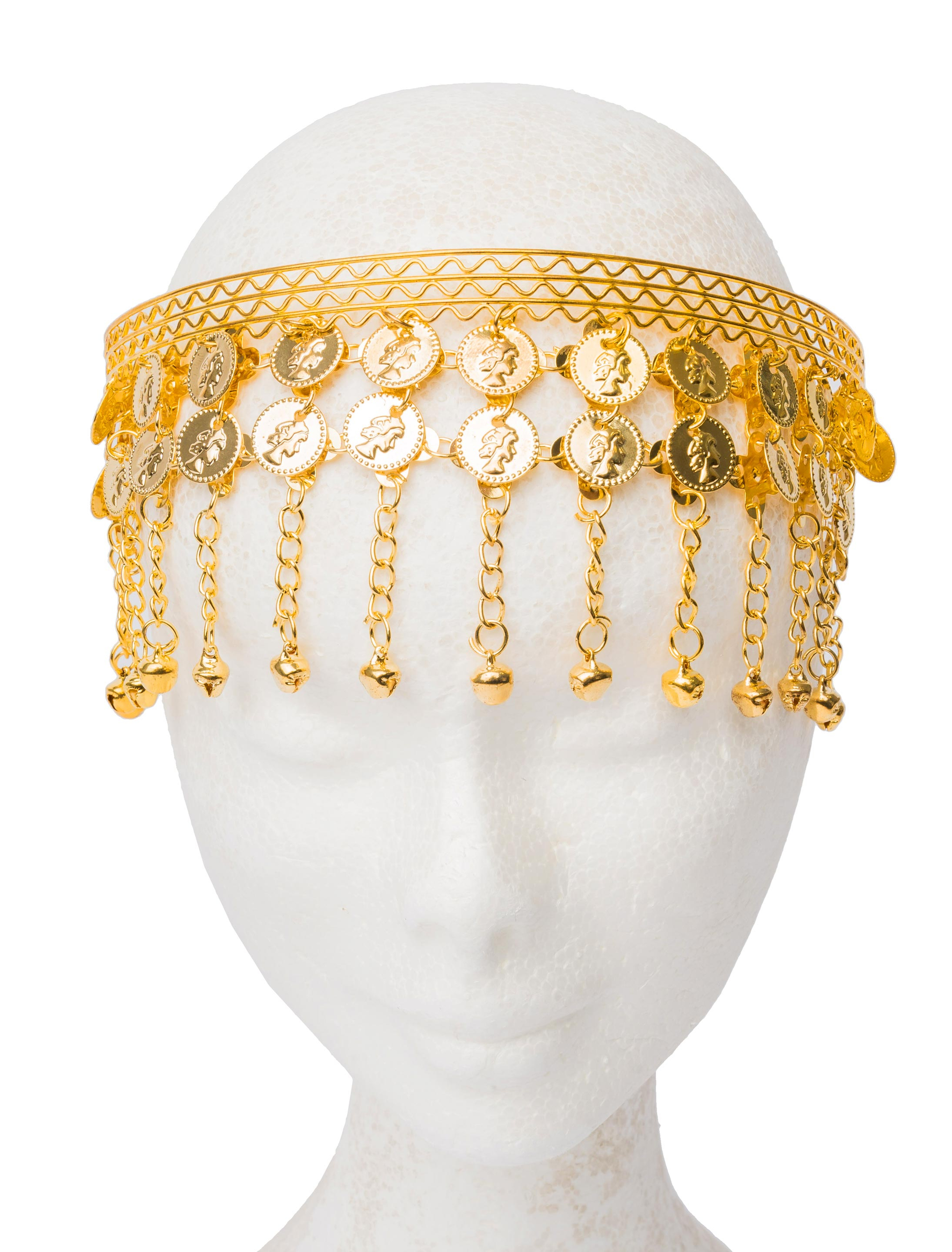 Kopfschmuck mit Münzen und Glöckchen gold