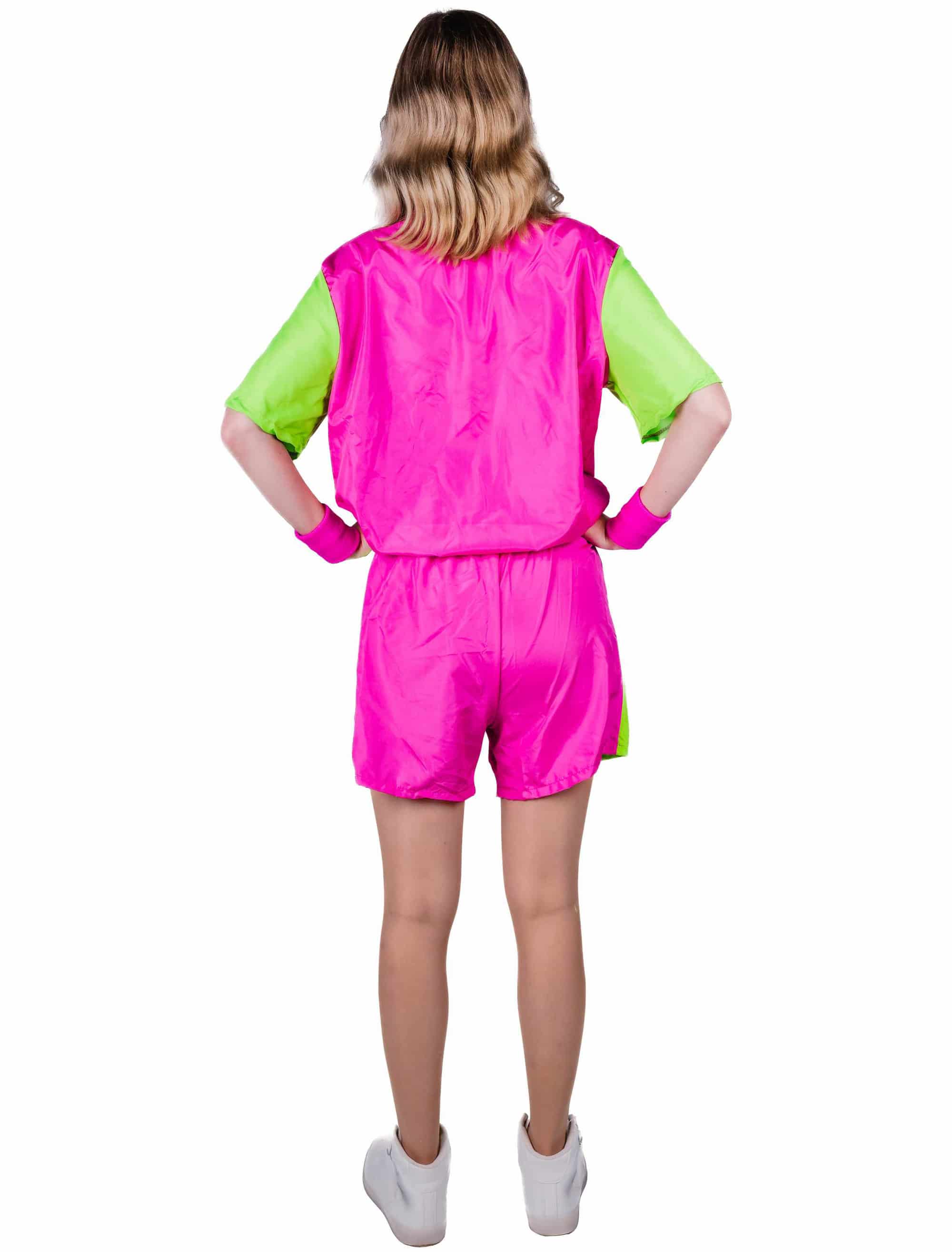 Jogginganzug 80er kurz 2-tlg. Damen neonpink L/XL