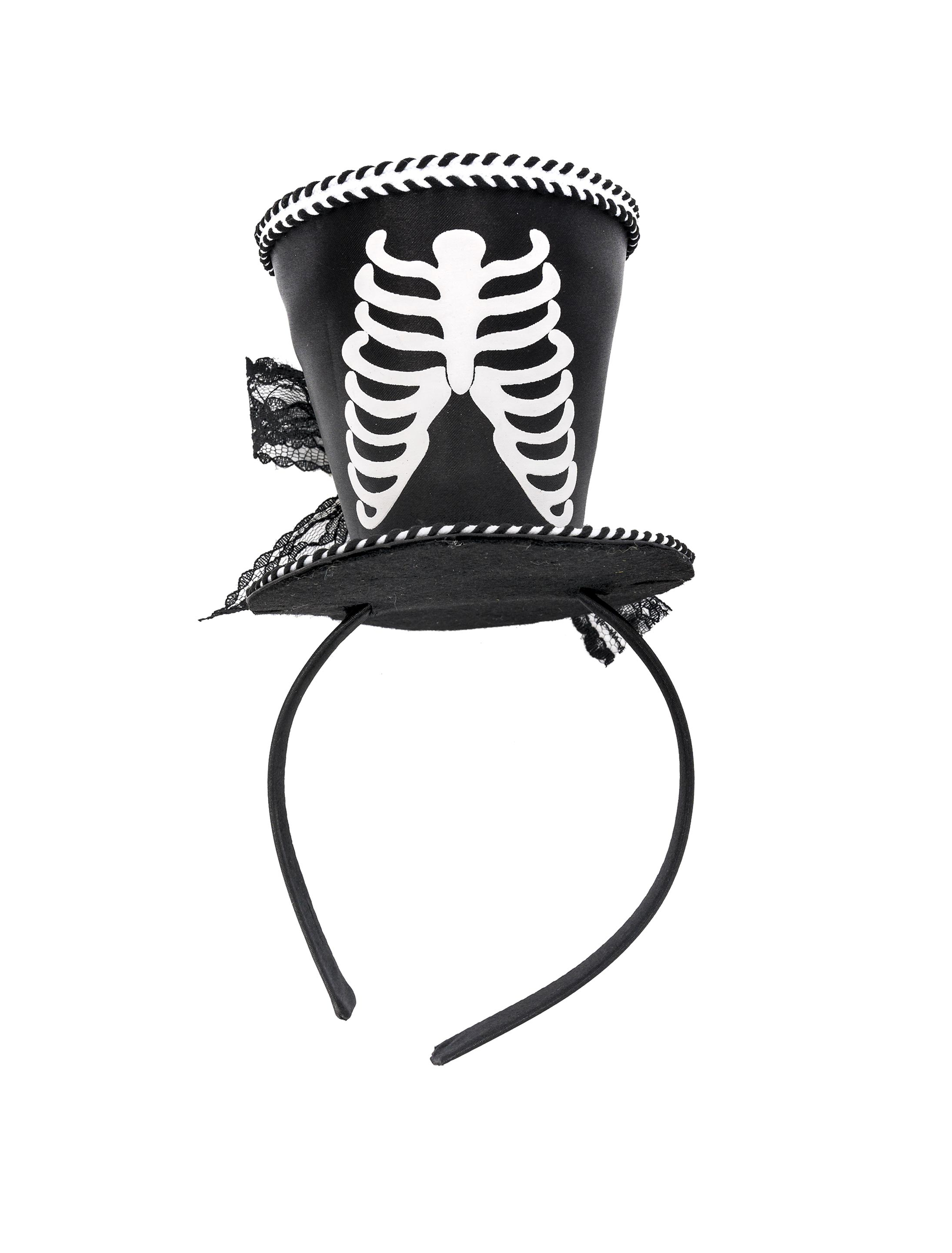 Haarreif Mini Hut Skelett schwarz