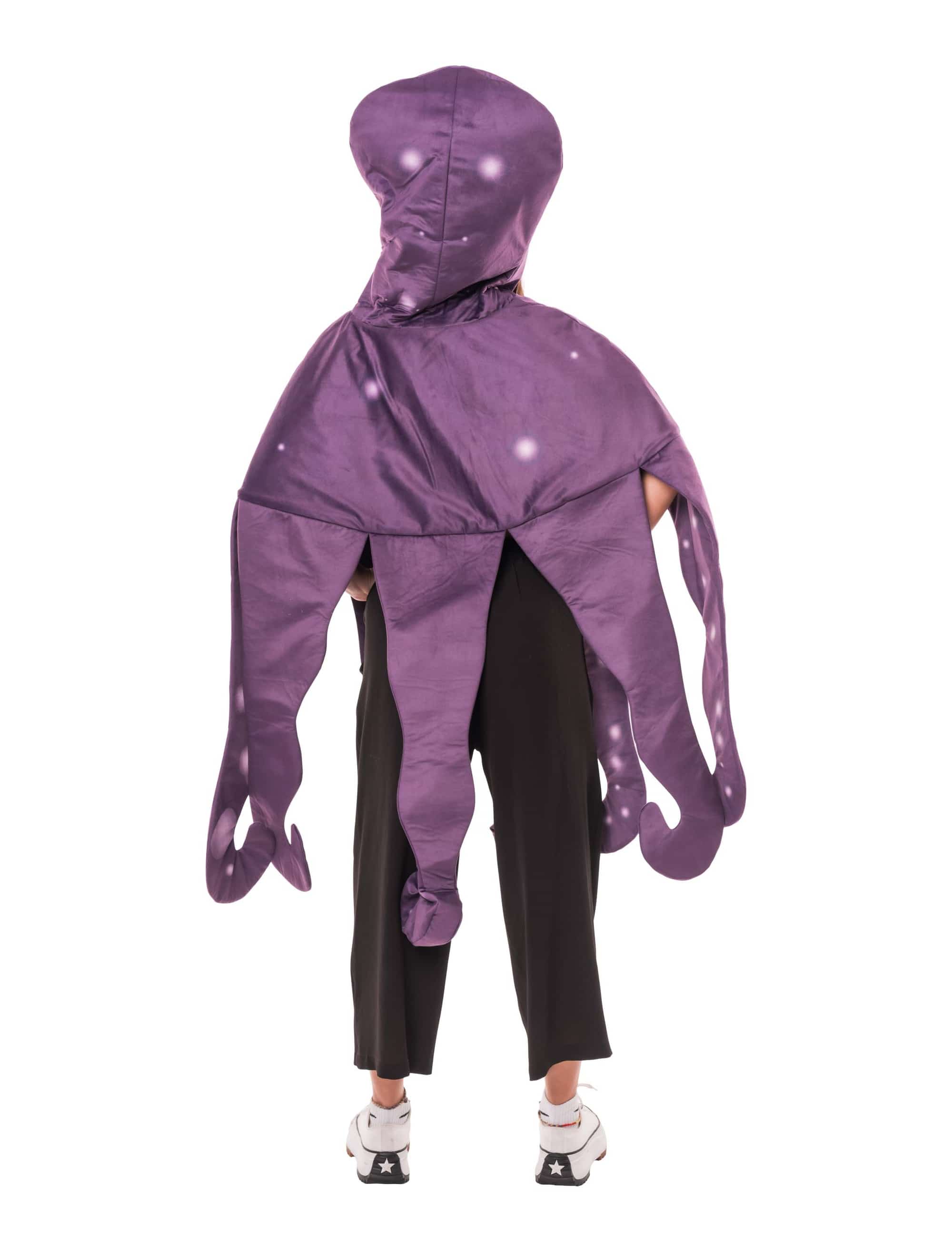 Poncho Plüsch Oktopus lila one size