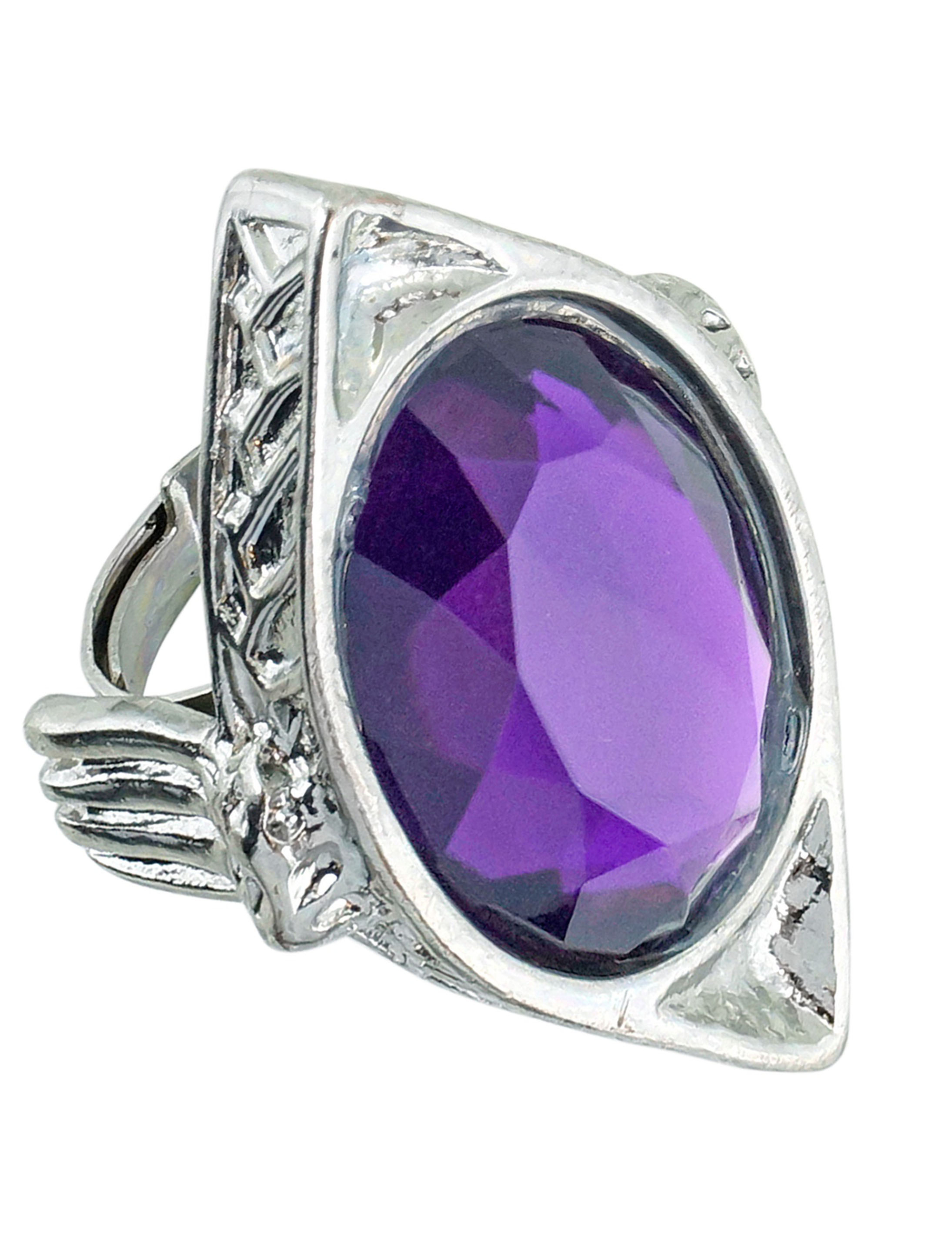 Ring mit Stein silber/lila