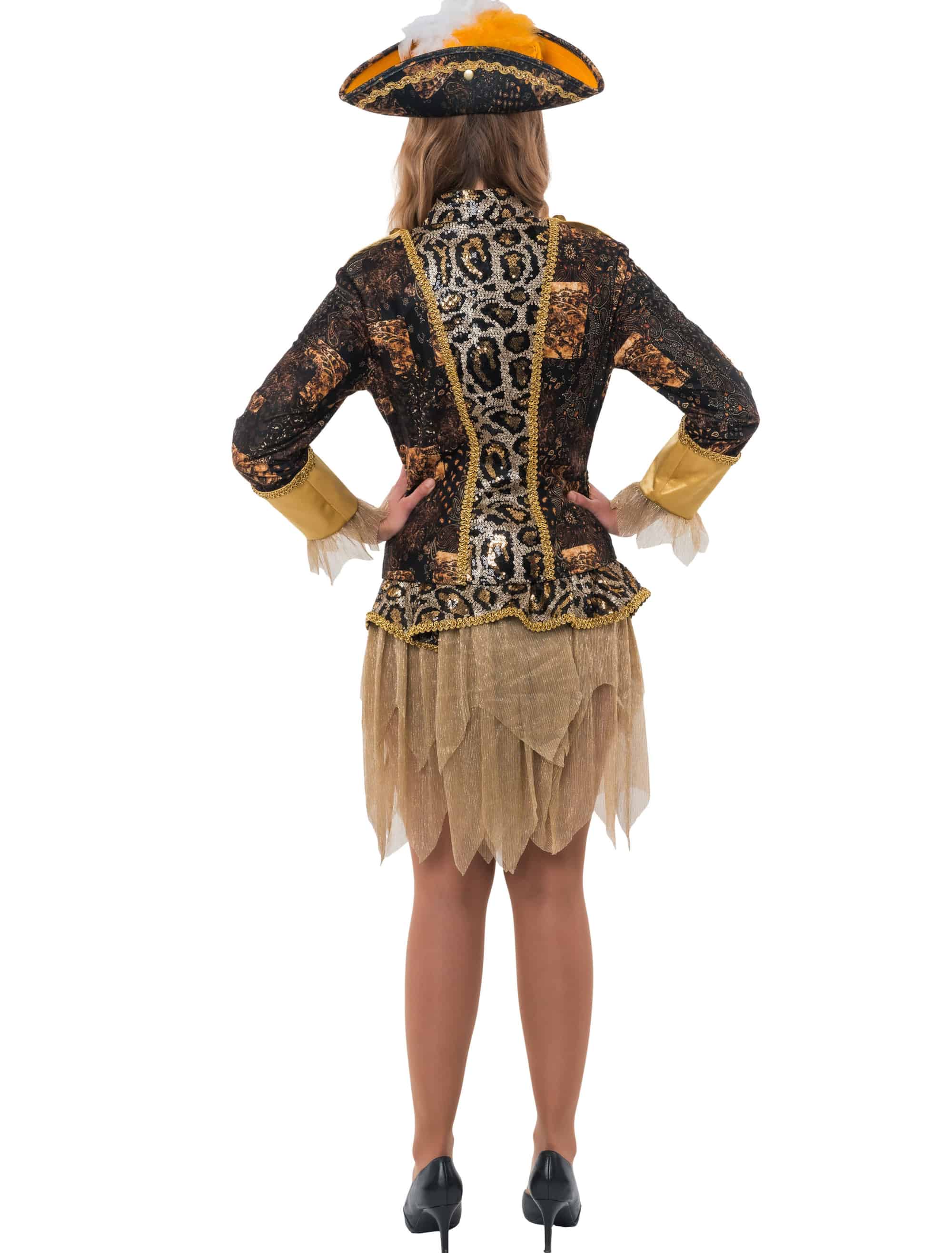 Frack Pailletten Leopard Damen braun/gold M