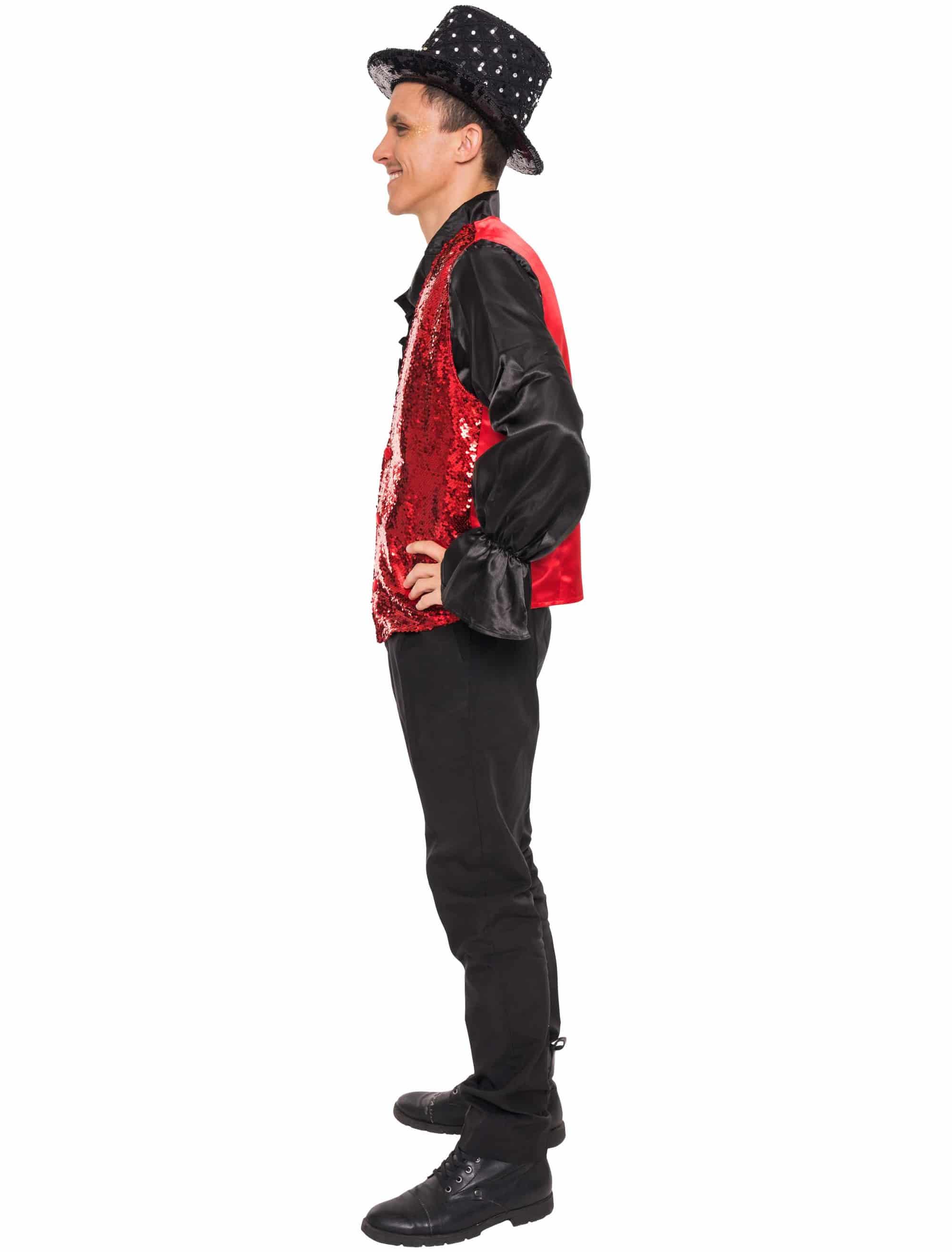 Paillettenweste Herren rot L/XL