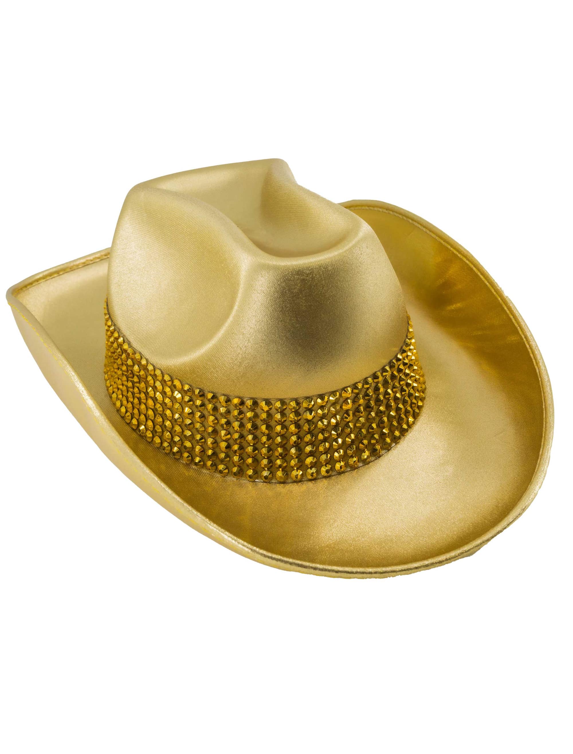 Cowboyhut mit Strasssteinen gold 59