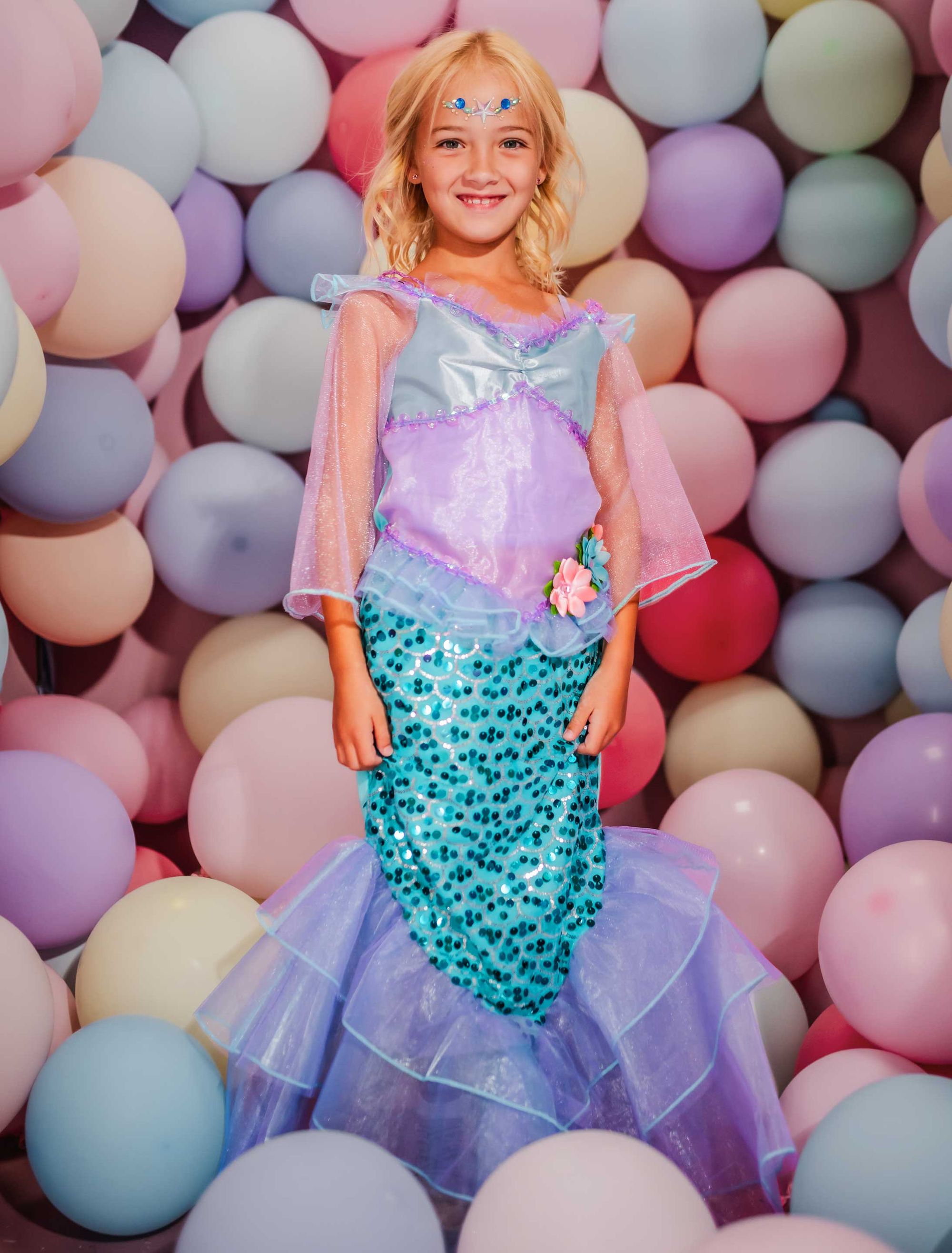 Kleid Meerjungfrau Kinder lila/blau 4-6 Jahre