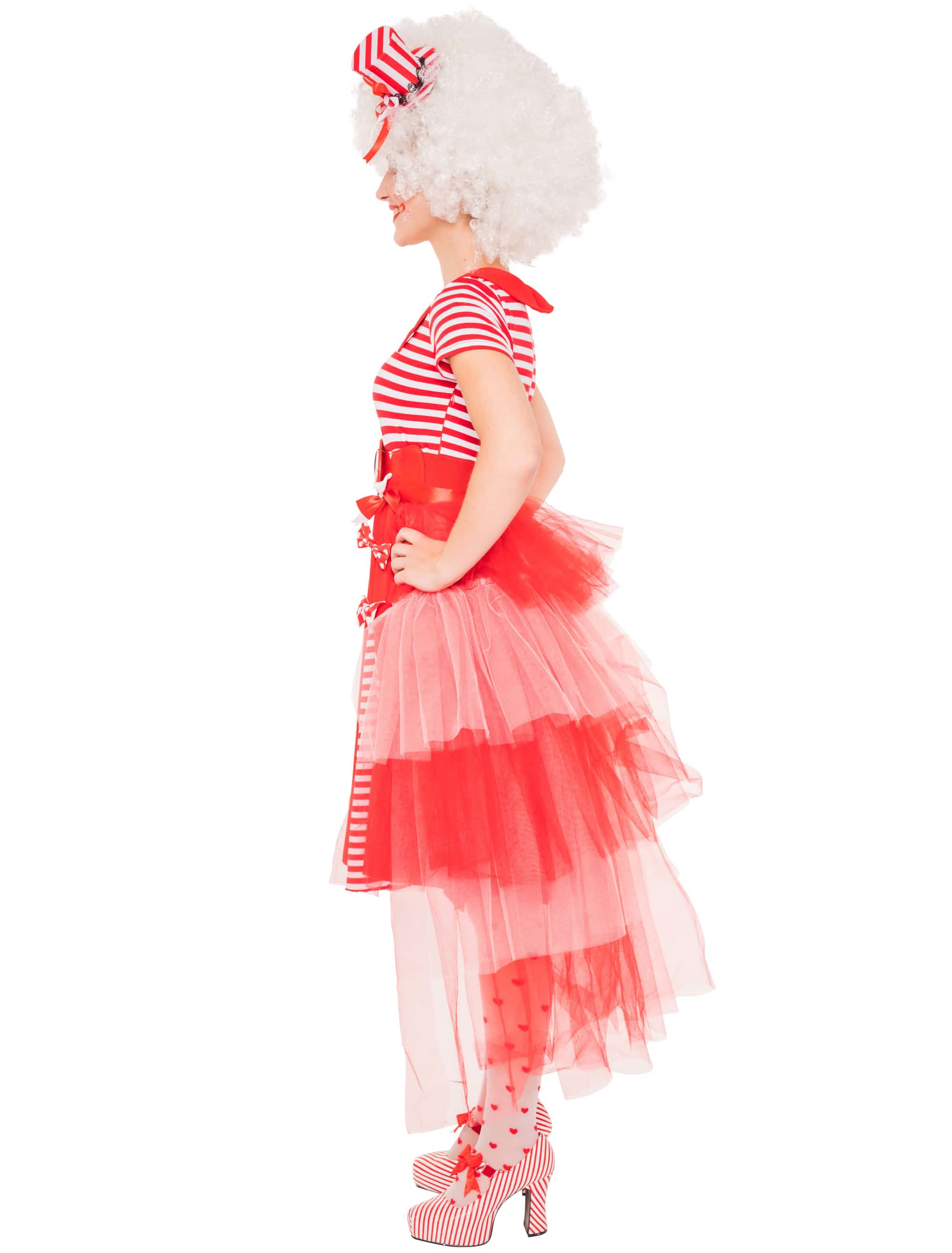 Kleid mit 3 Schleifen Damen rot/weiß S/M
