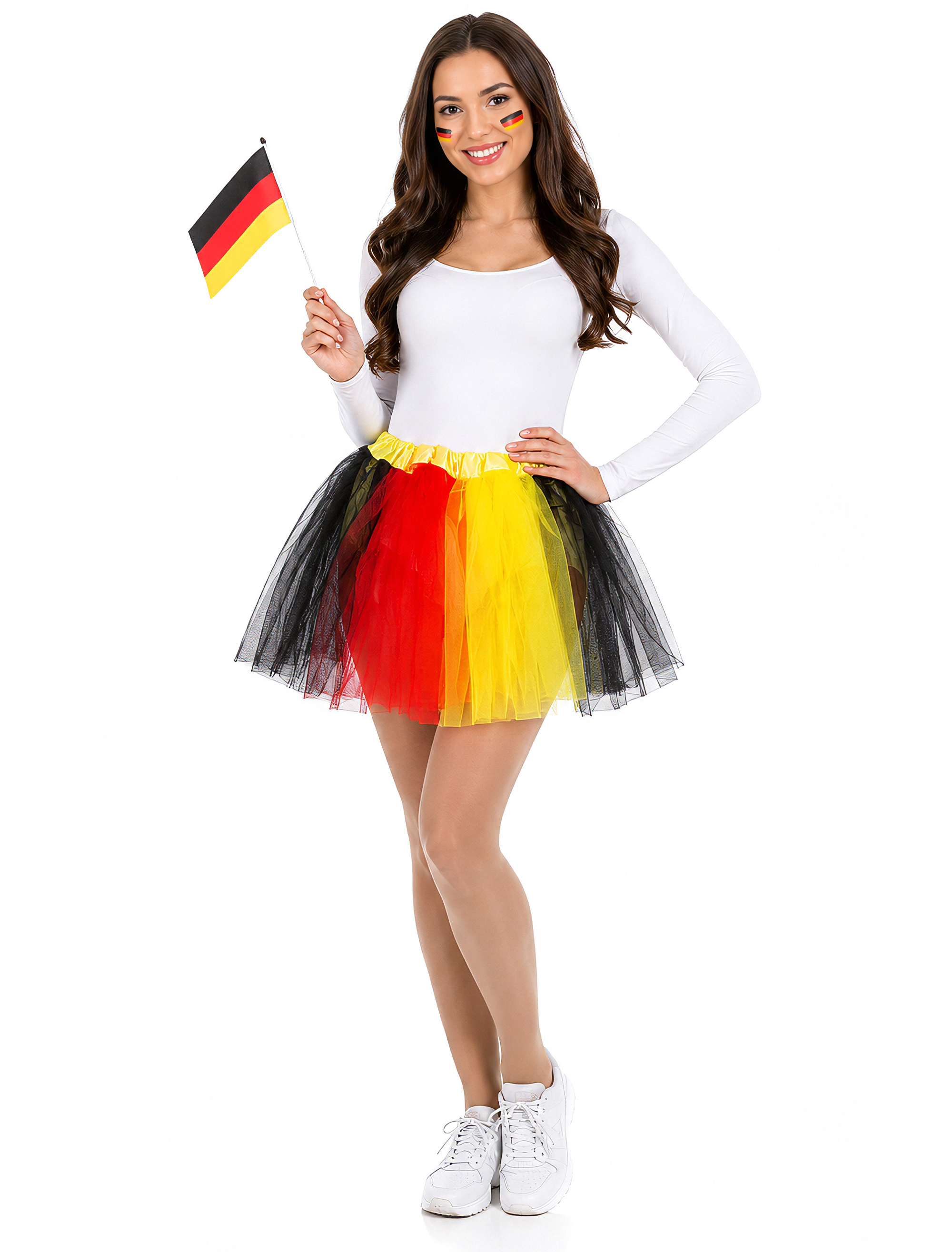 Tüllrock Damen schwarz/rot/gold one size