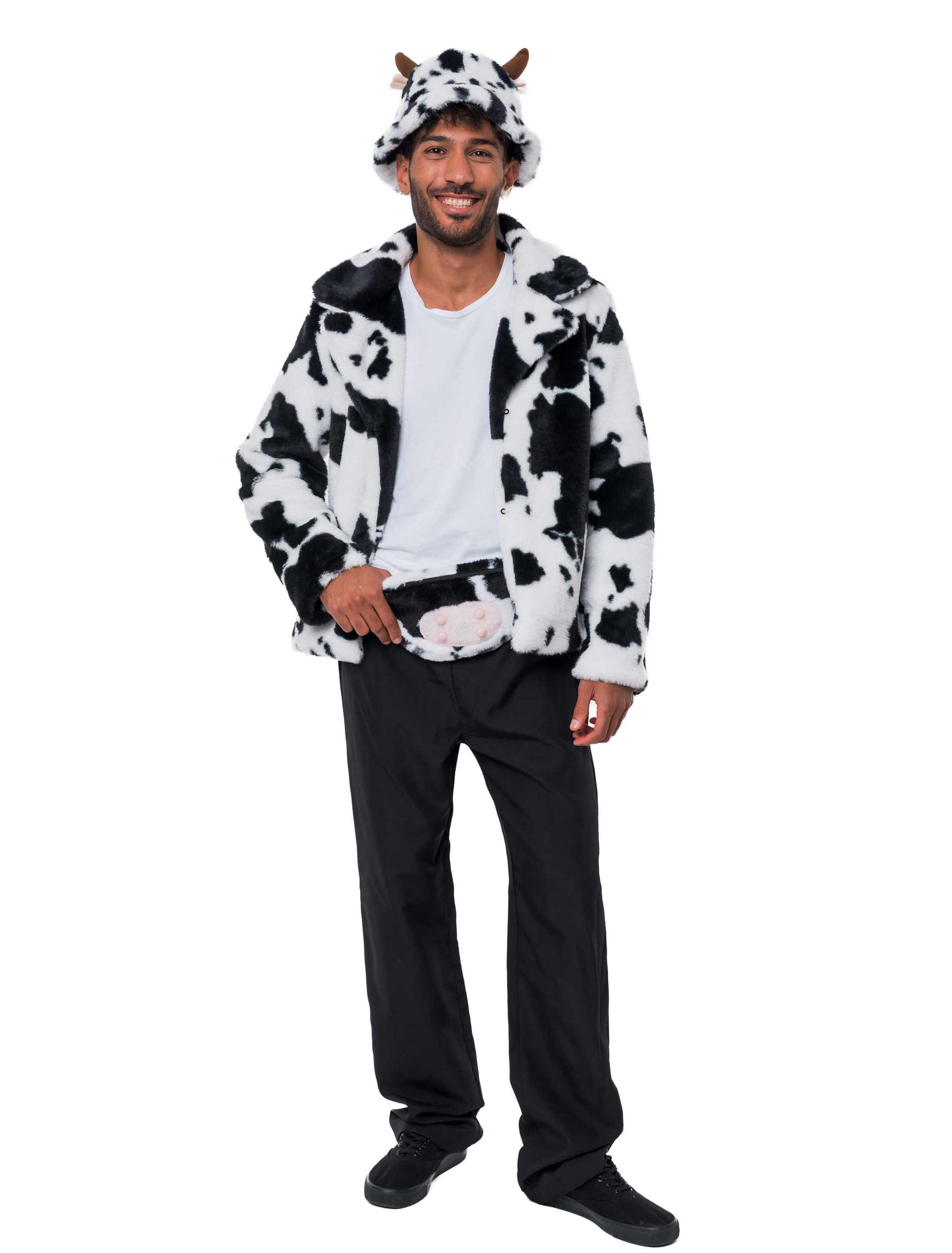 Jacke Kunstfell Kuh Damen schwarz/weiß S/M