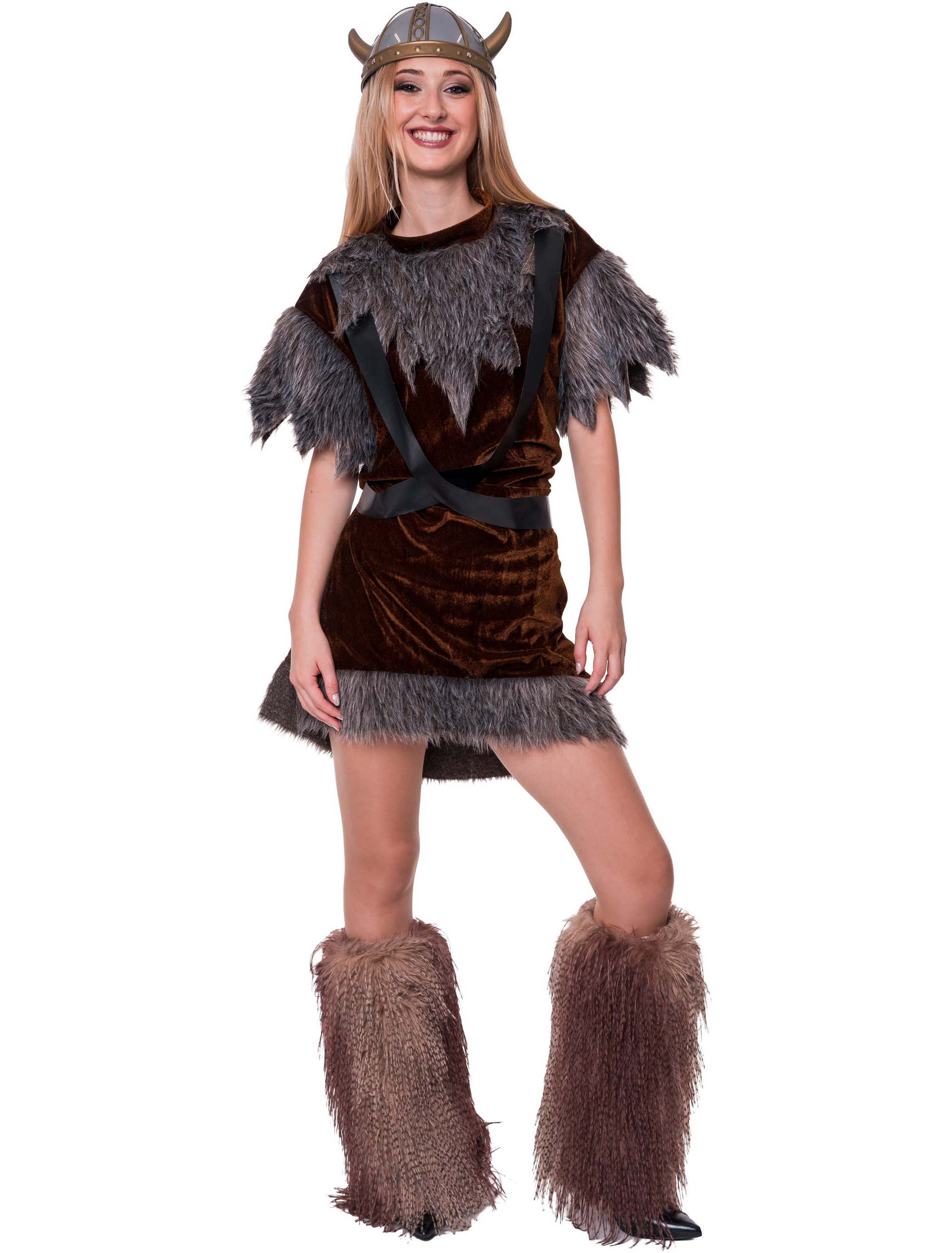 Kleid Wikingerin Damen dunkelbraun S/M