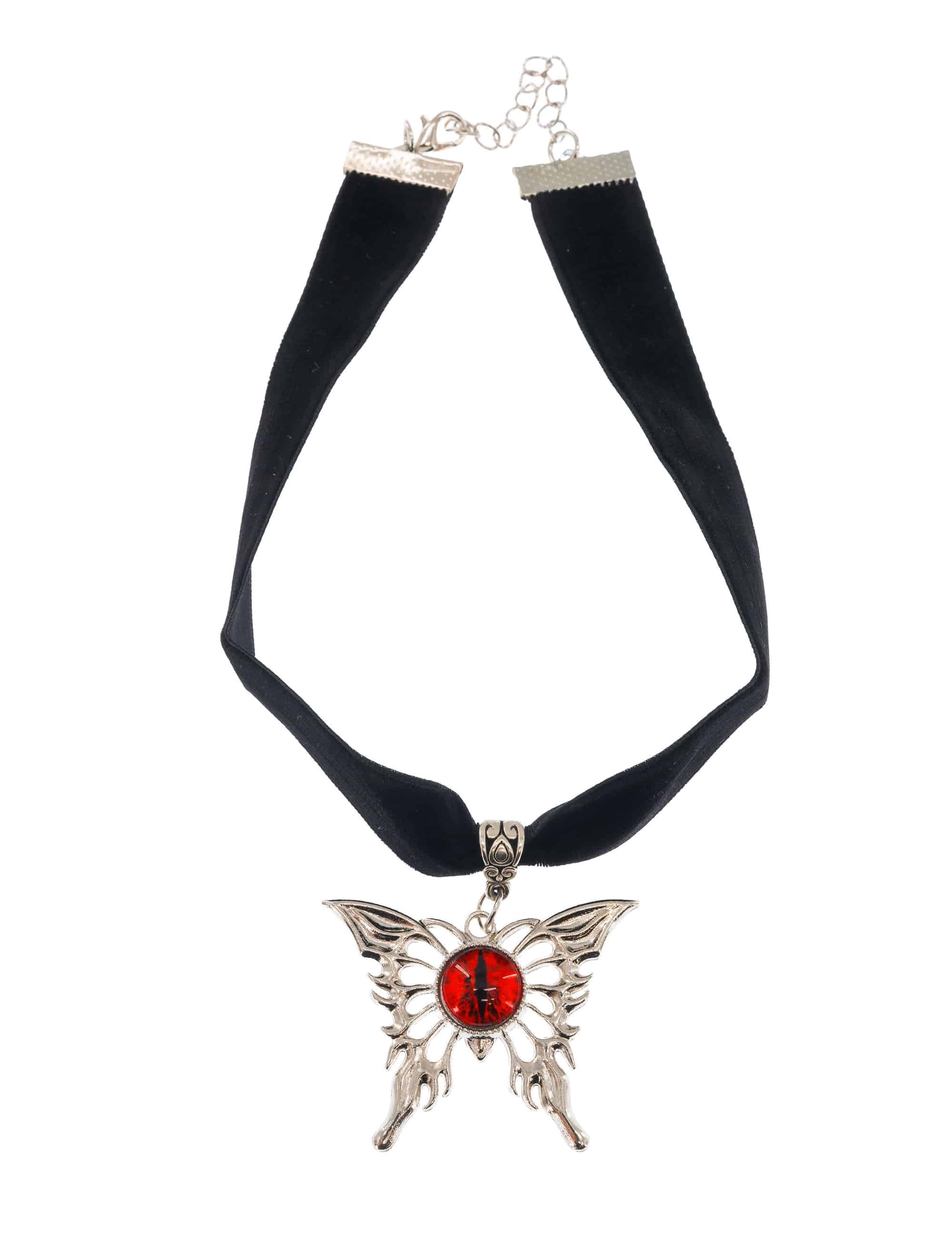Choker Schmetterling mit Drachenauge schwarz/silber
