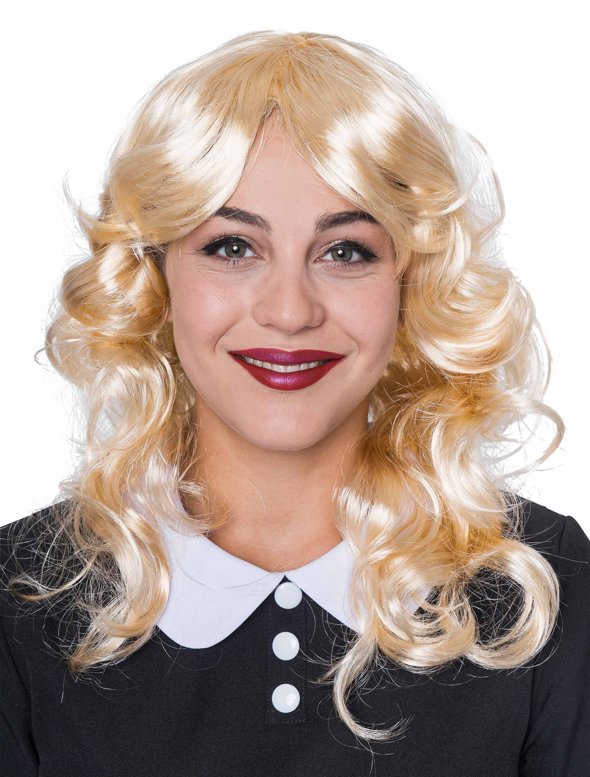 Perücke mittellang wellig hellblond one size