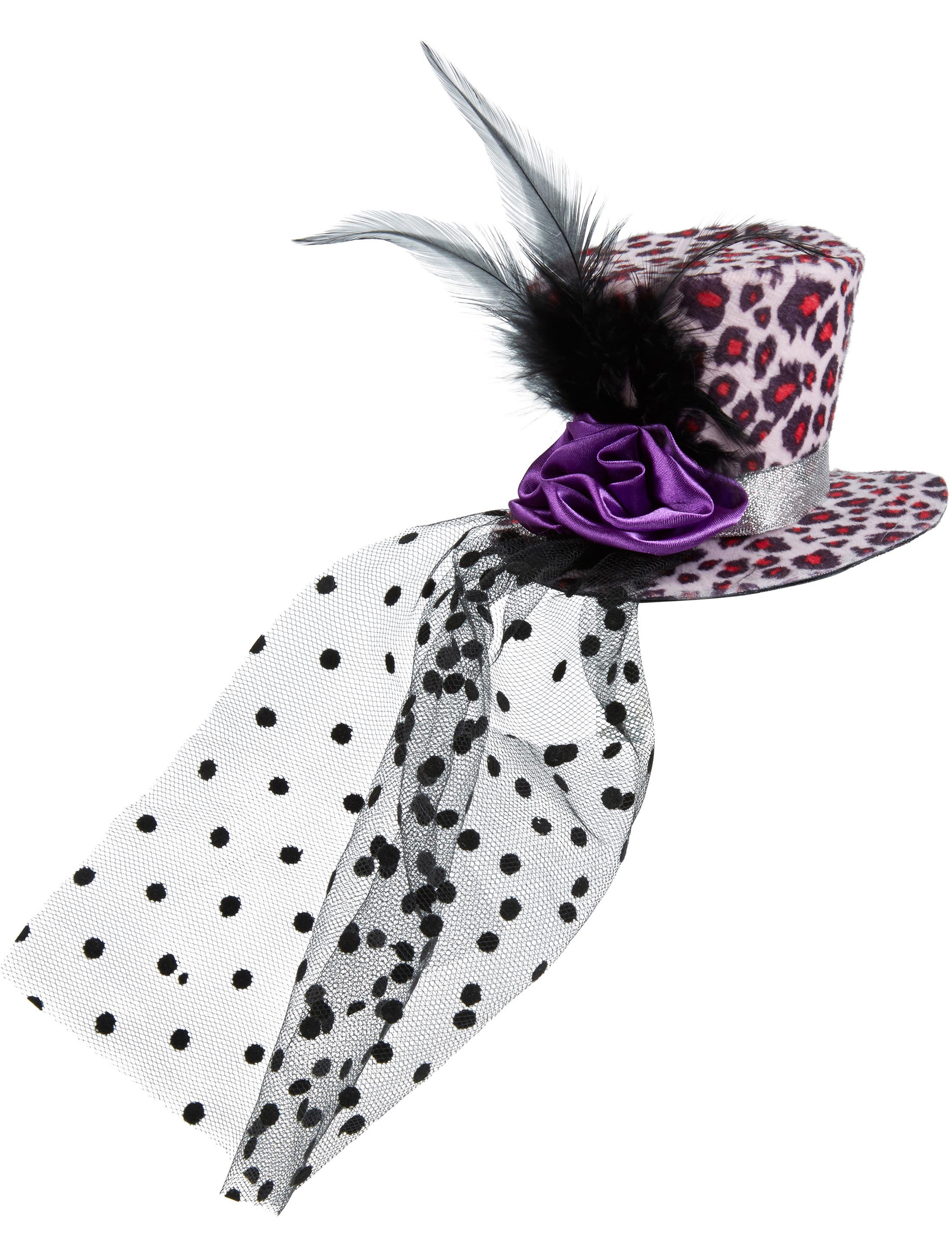 Mini Zylinder Leopard mit Spitze pink/braun