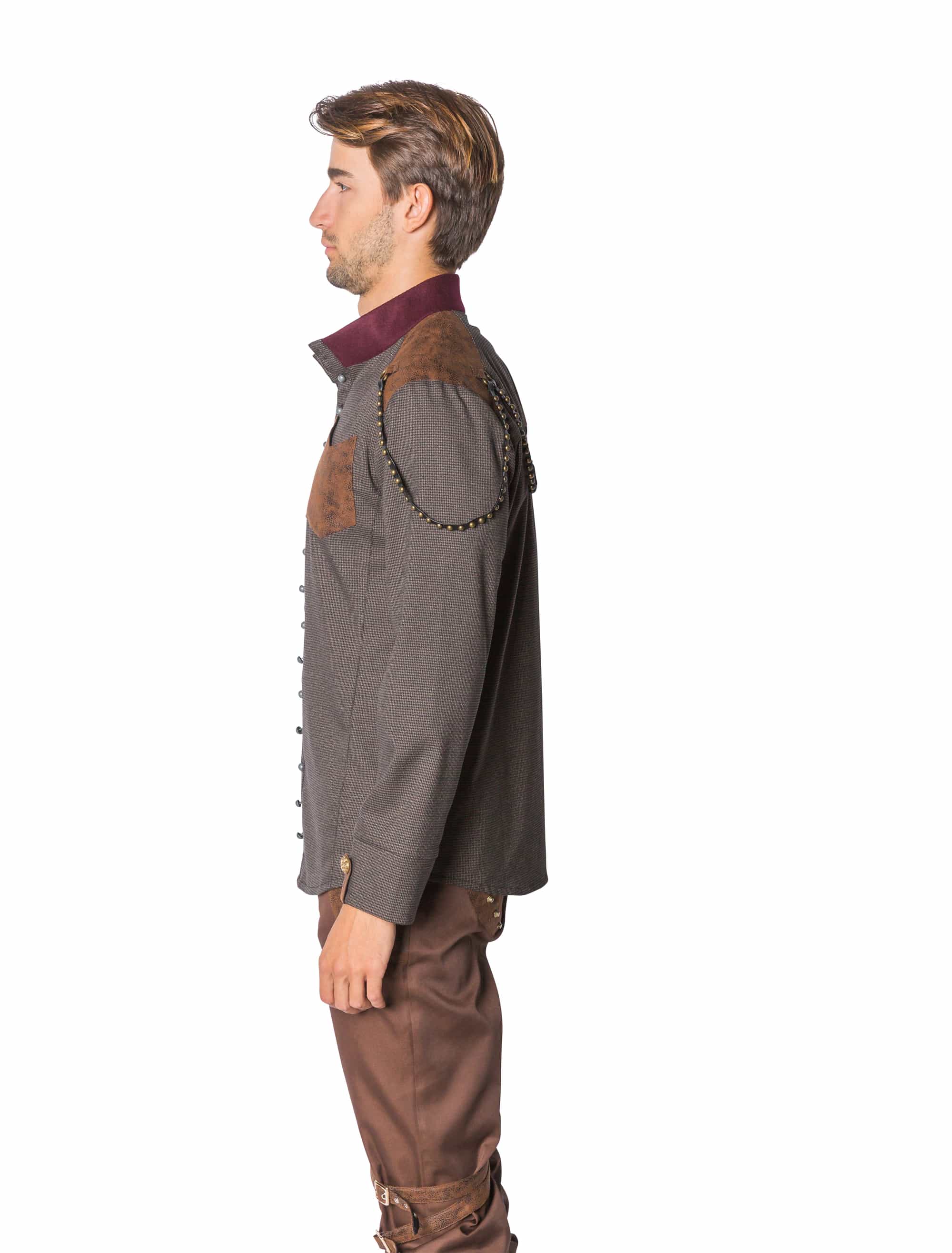 Hemd Steampunk Vintage Herren braun 56