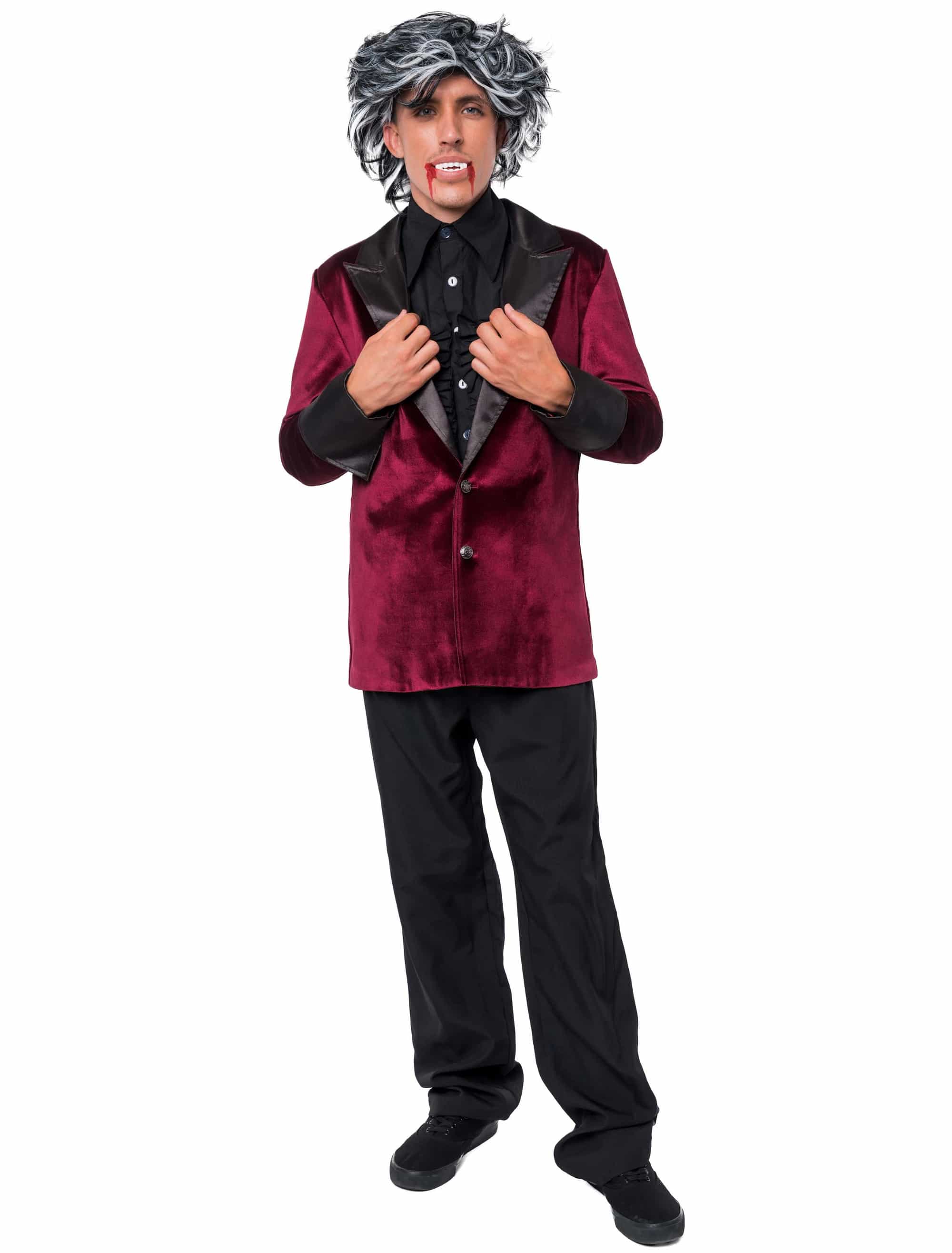 Jackett Samt Herren bordeaux S