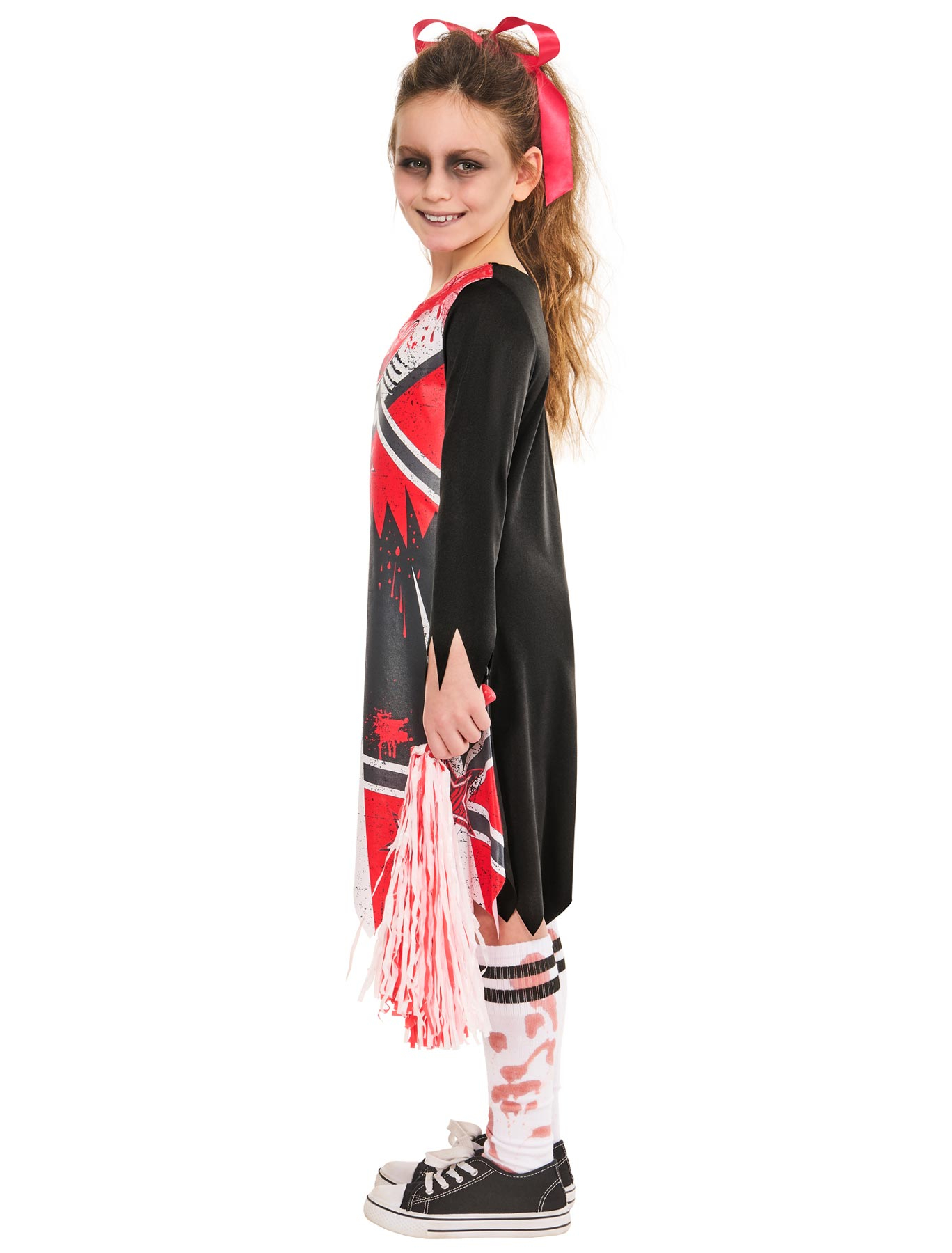 Kleid Zombie Cheerleader 2-tlg. Kinder schwarz/weiß/rot 134/140