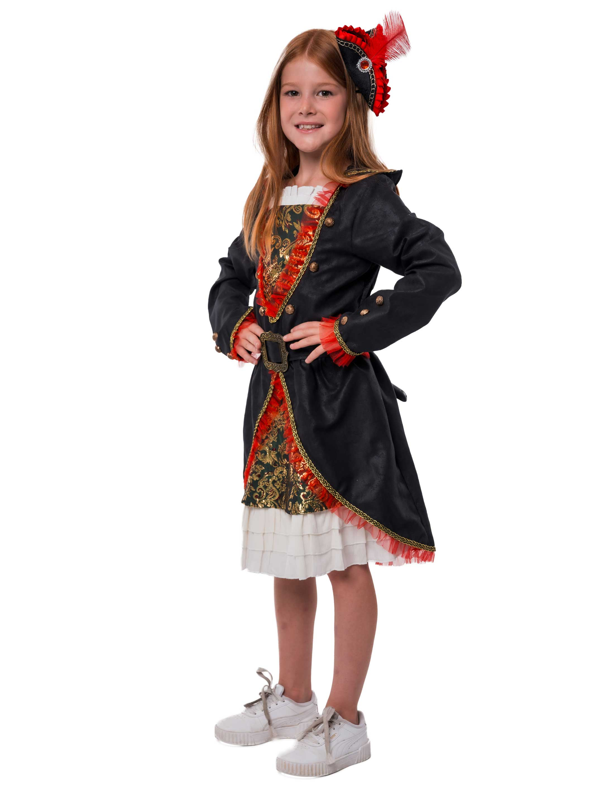 Kleid Piratin Kinder schwarz/rot/gold 104/116
