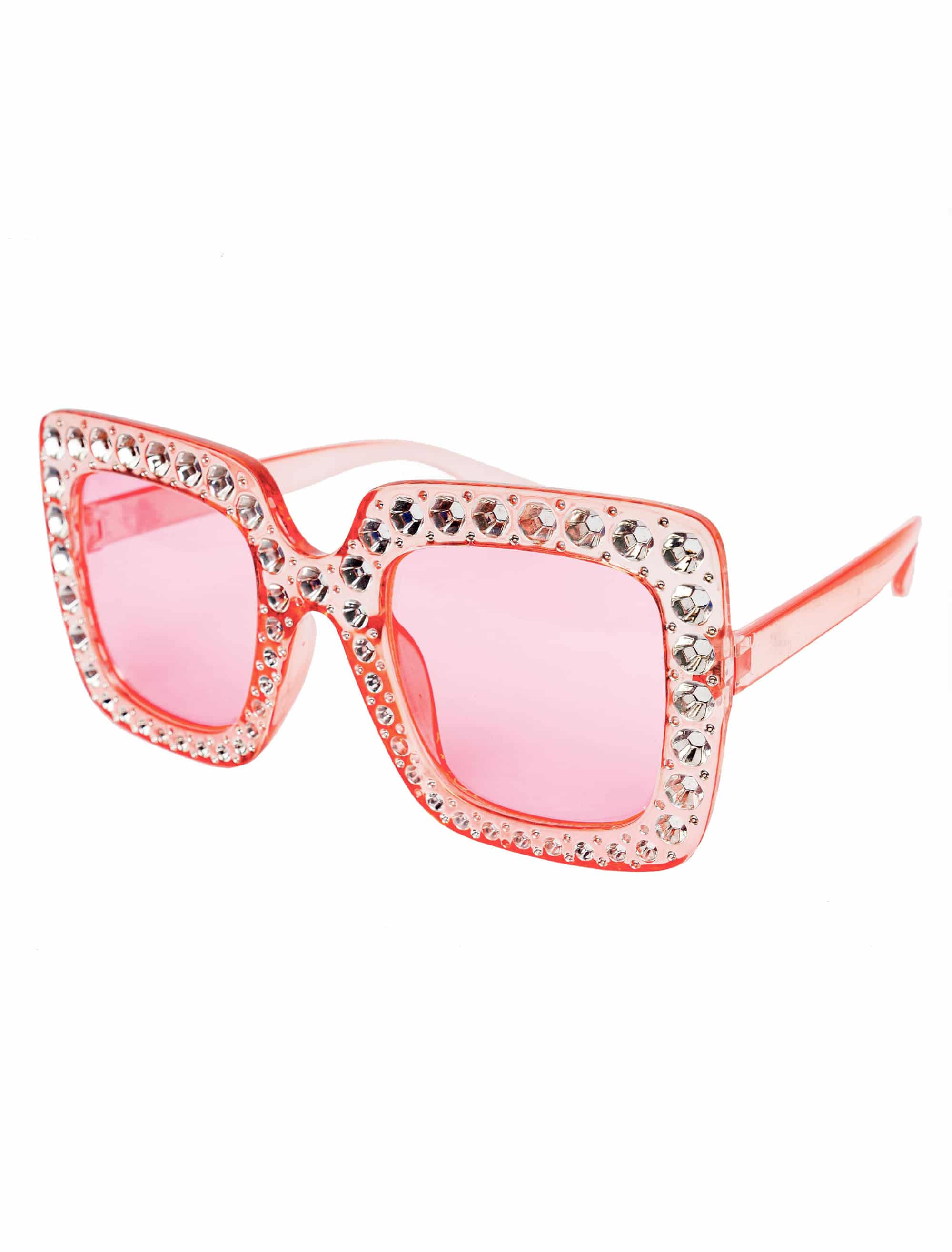 Brille eckig mit Strass rosa