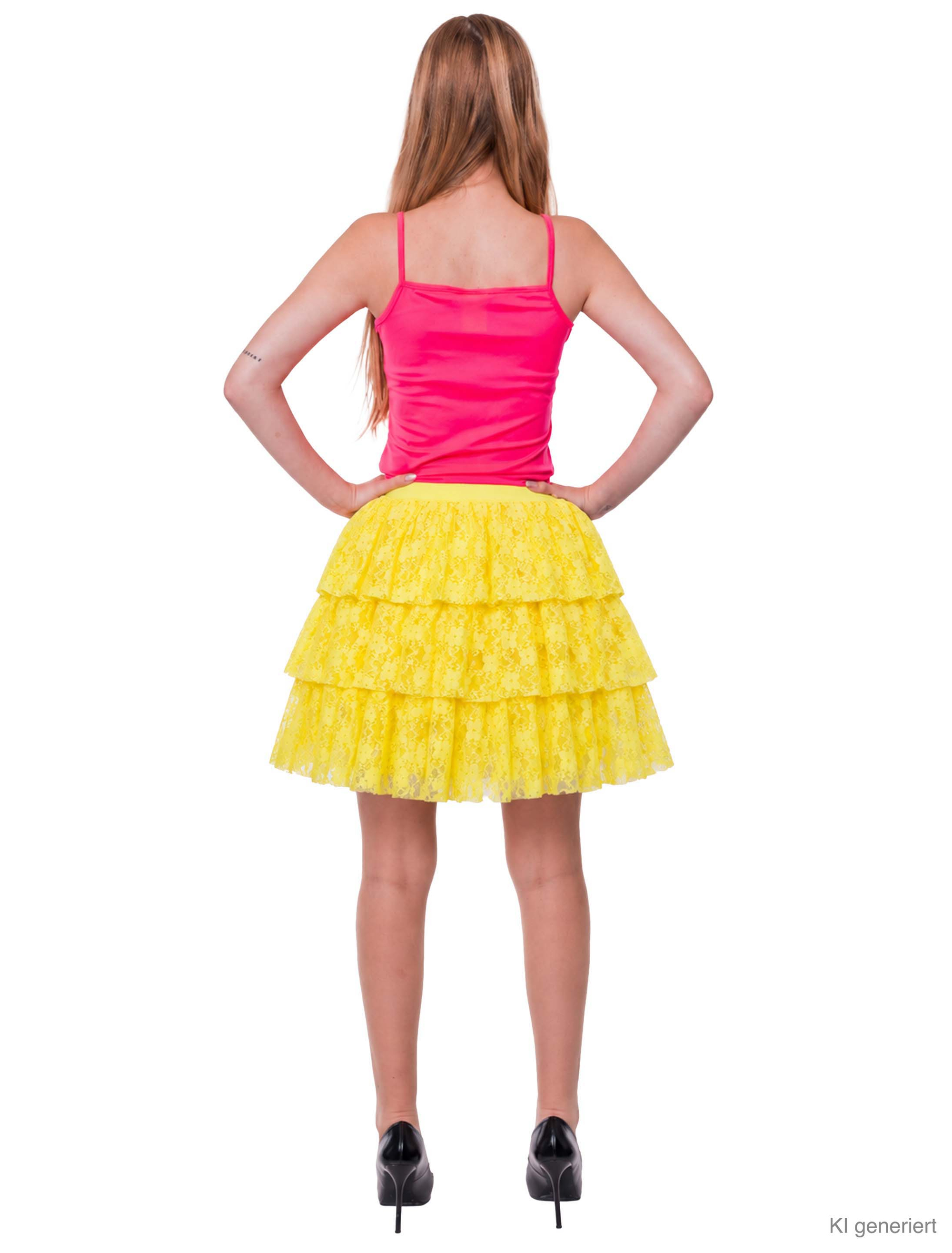 Rock mit Spitze Damen gelb one size