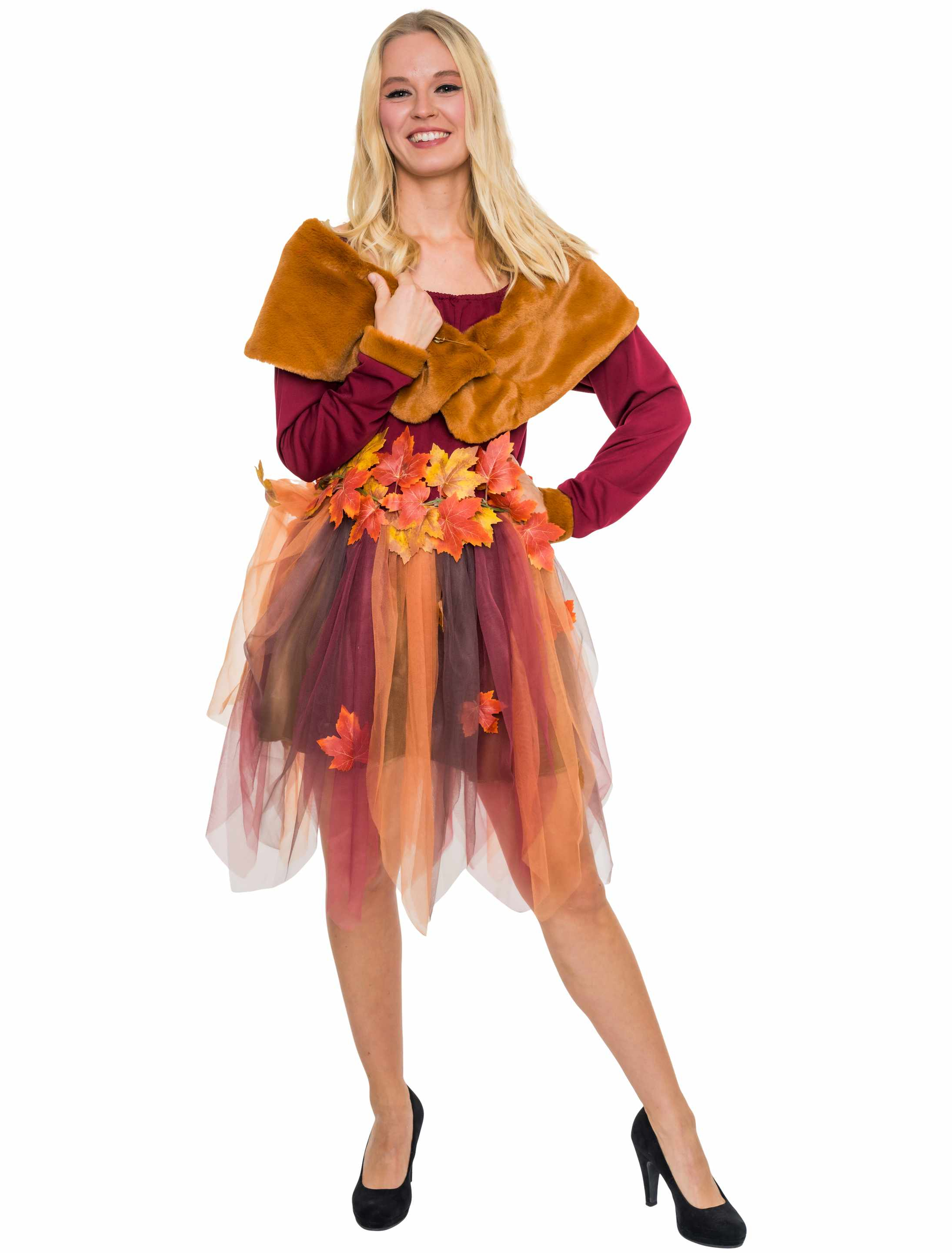 Kleid Herbst Damen rot/braun L/XL