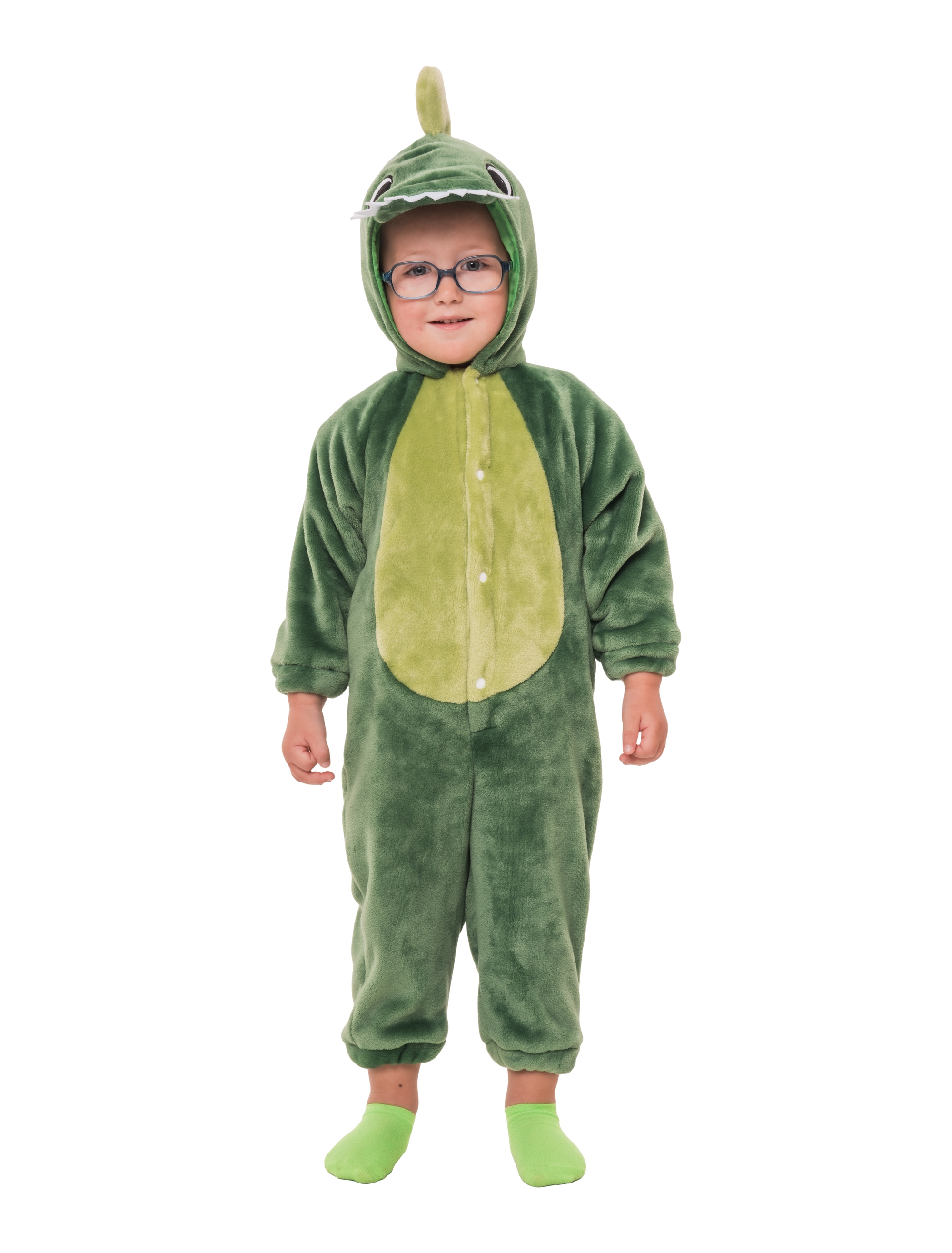 Overall Plüsch Dino Kinder grün 116/128