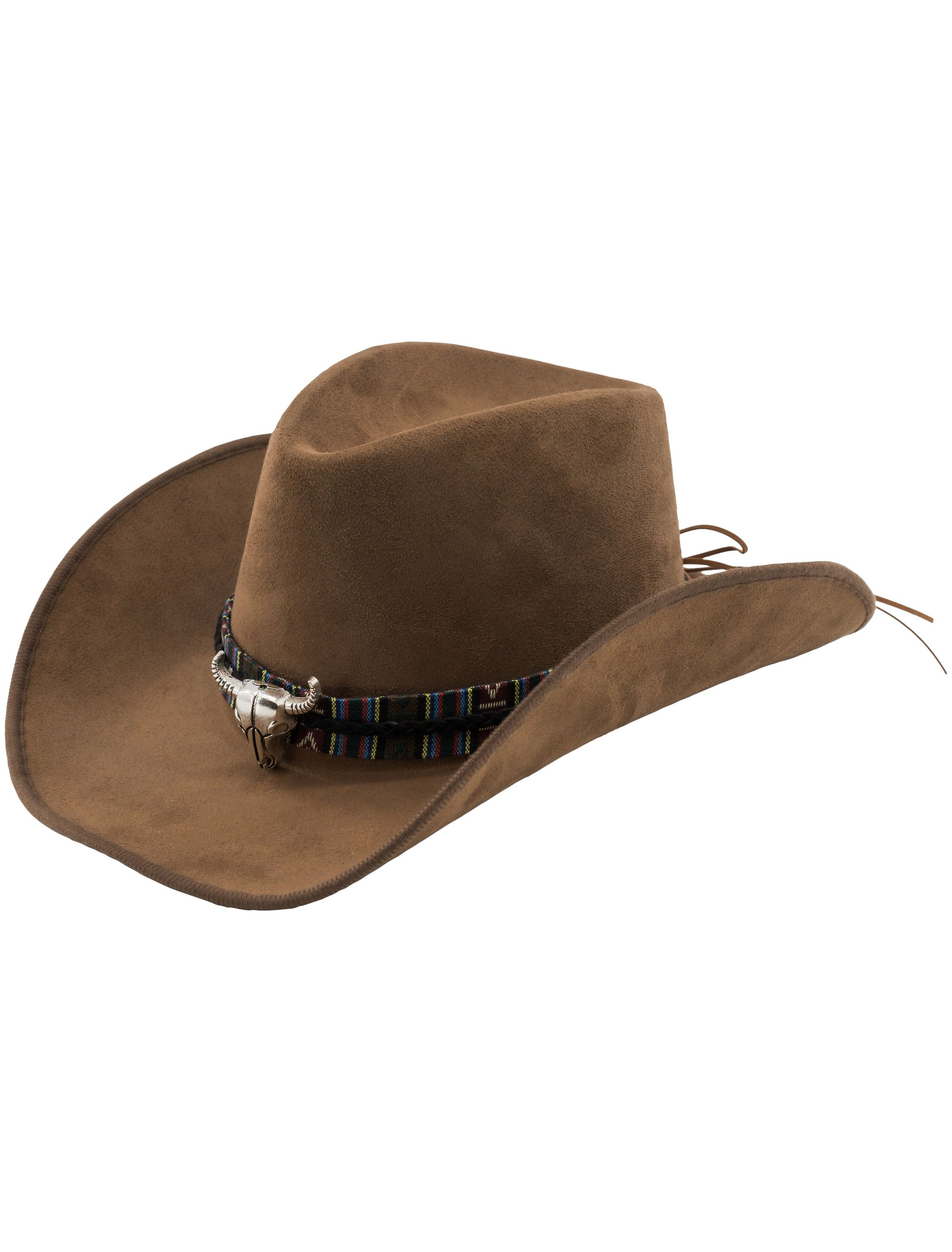 Cowboyhut mit Bullenkopf braun one size