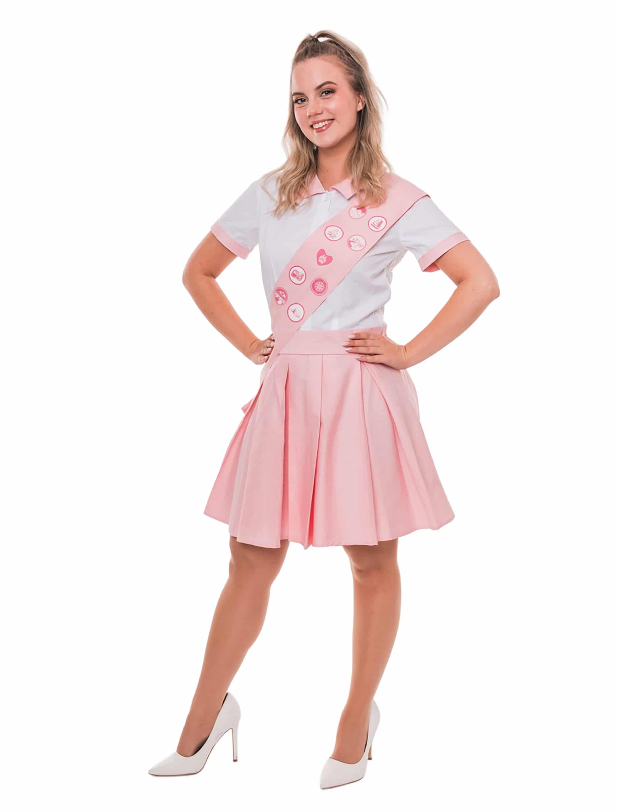 Kleid Pfadfinderin 2-tlg. Damen rosa/weiß M