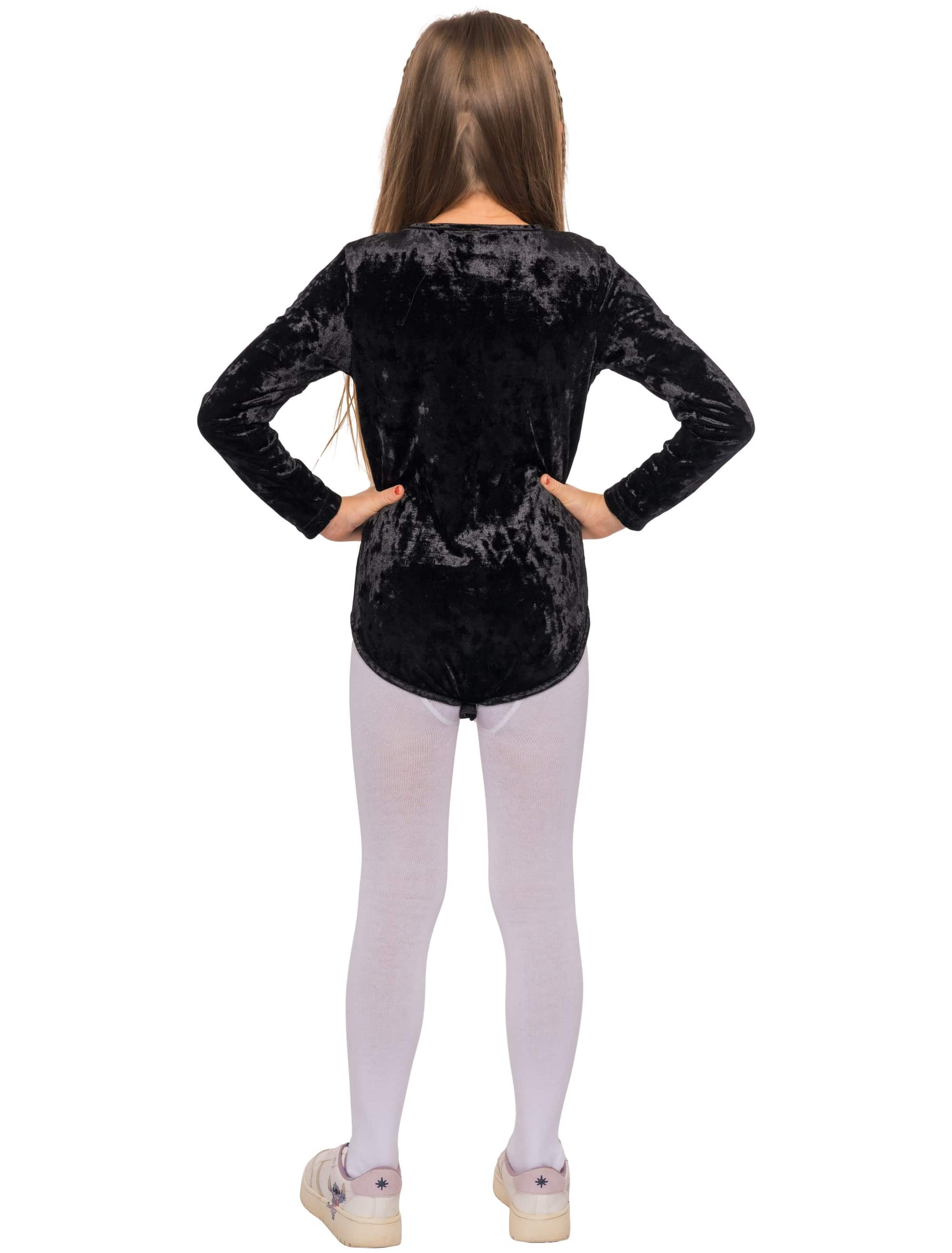 Body langarm Samt Kinder schwarz 116-128