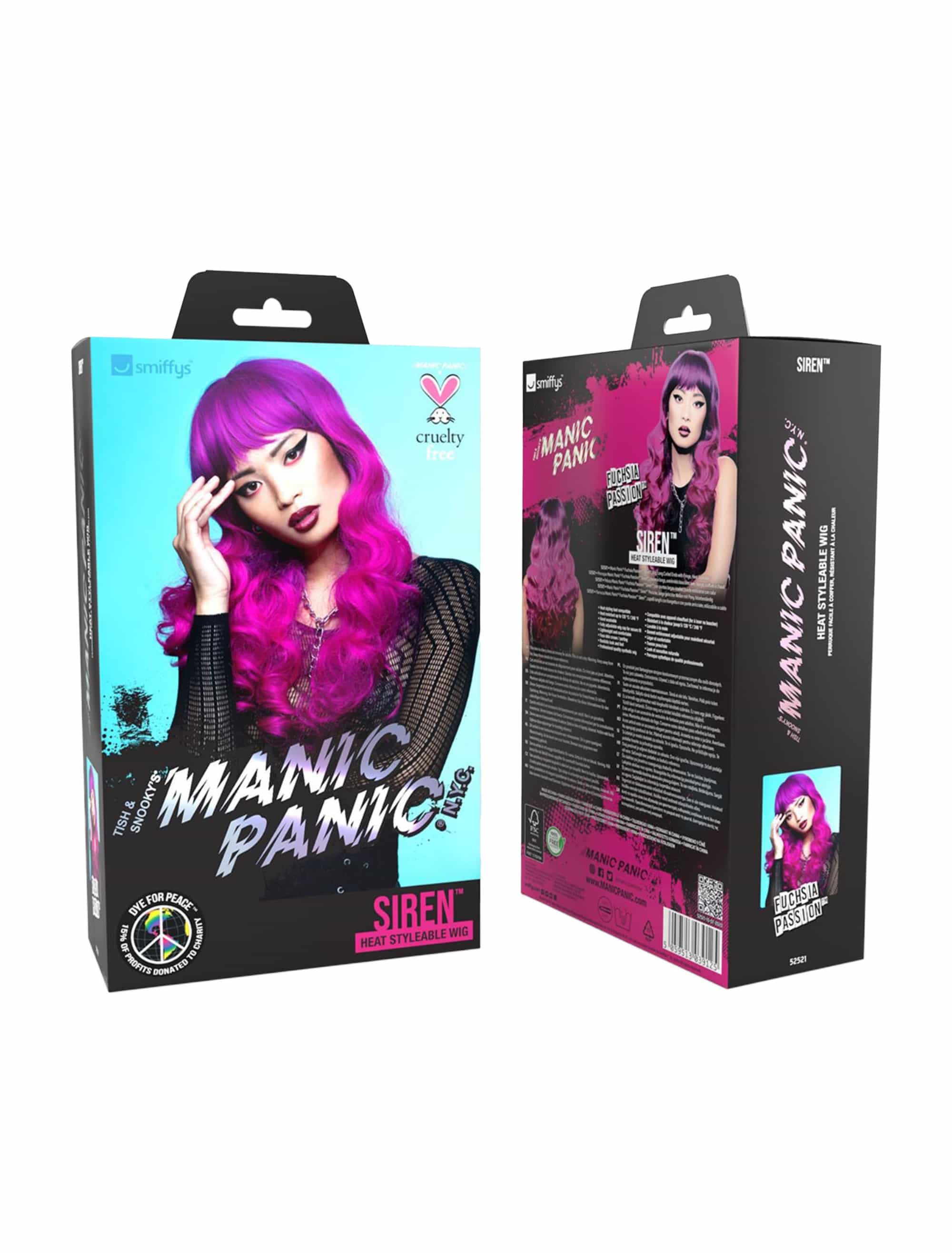 Perücke Langhaar lockig mit Pony fuchsia