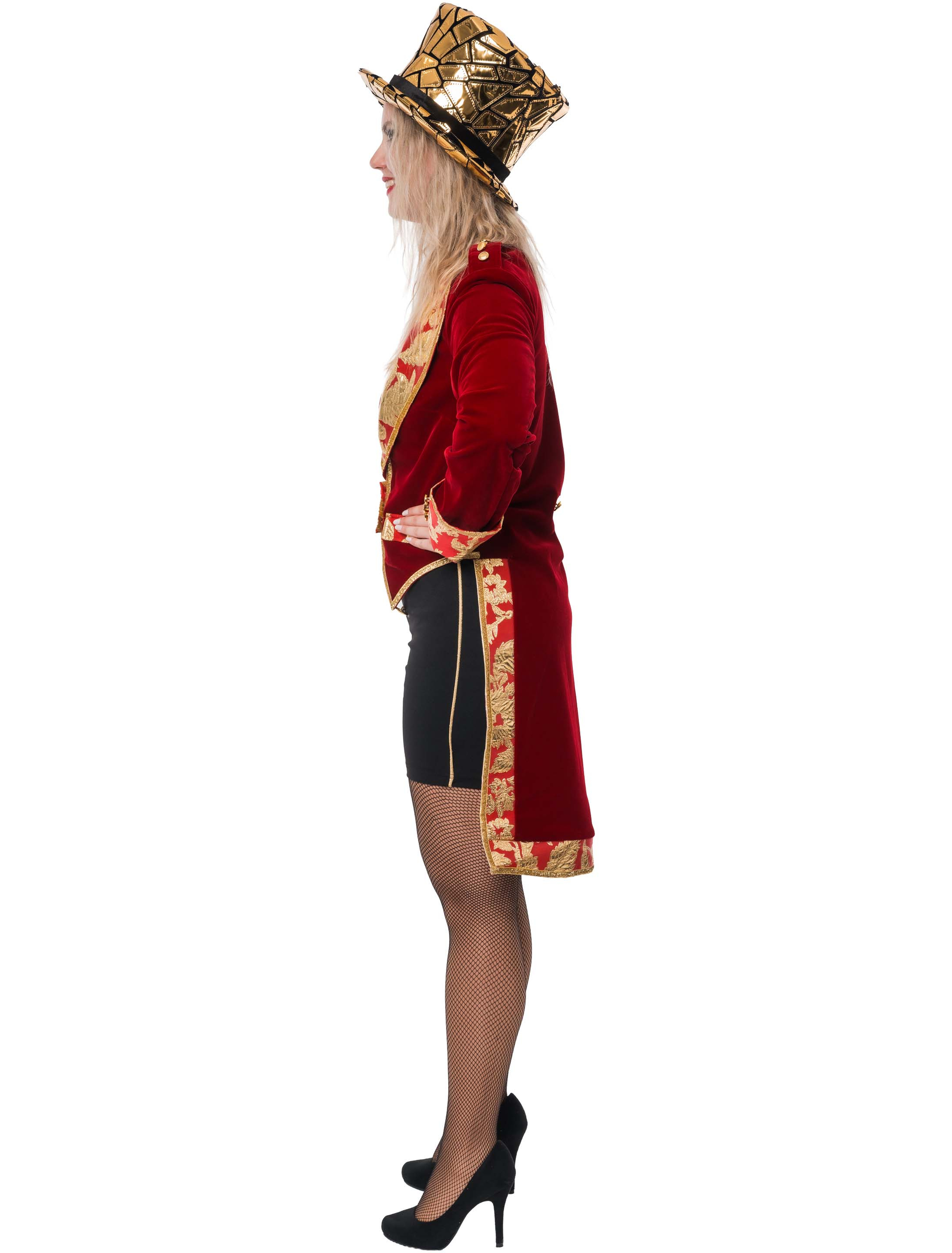 Frack Barock Samt Damen rot/gold S