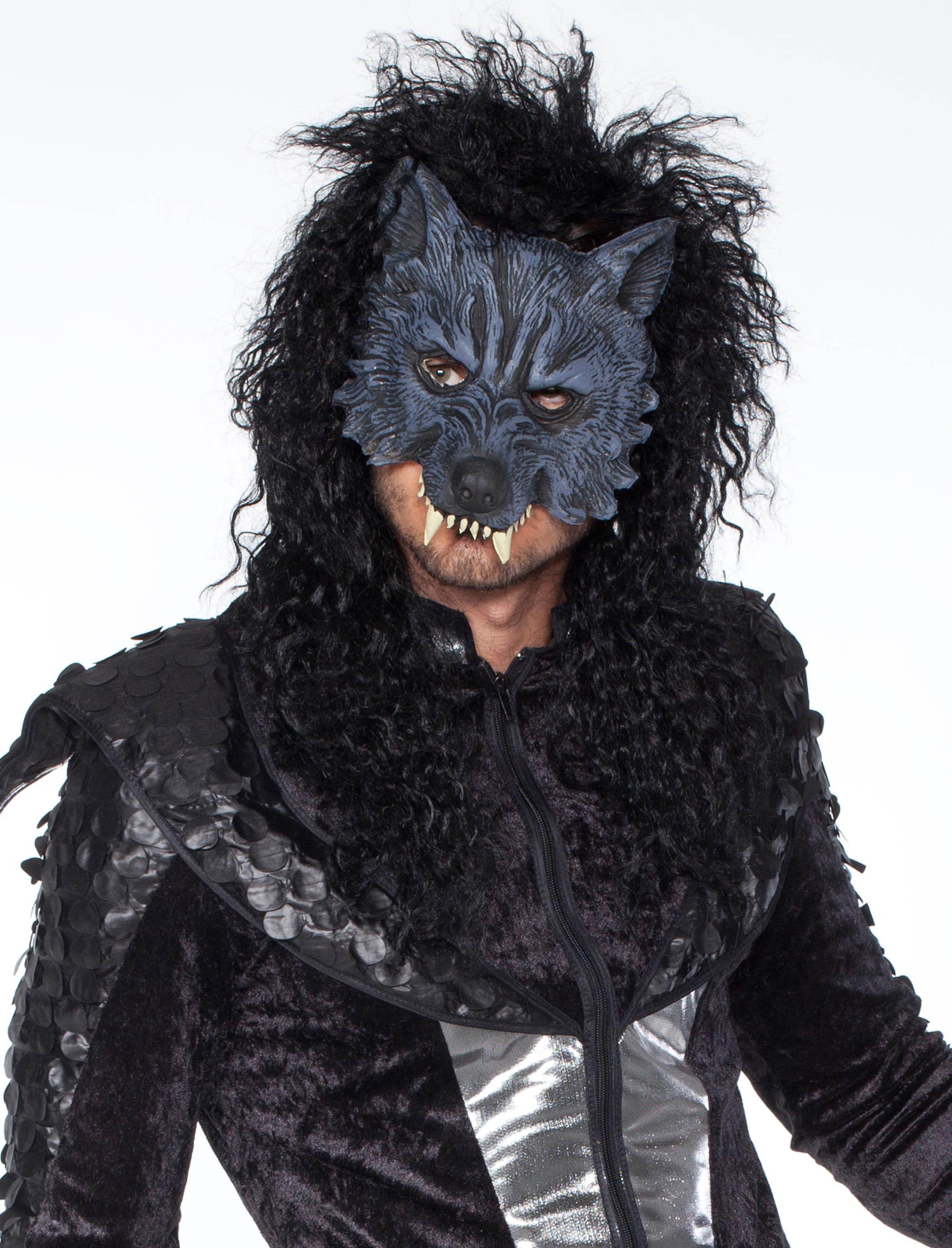 Halbmaske Wolf grau