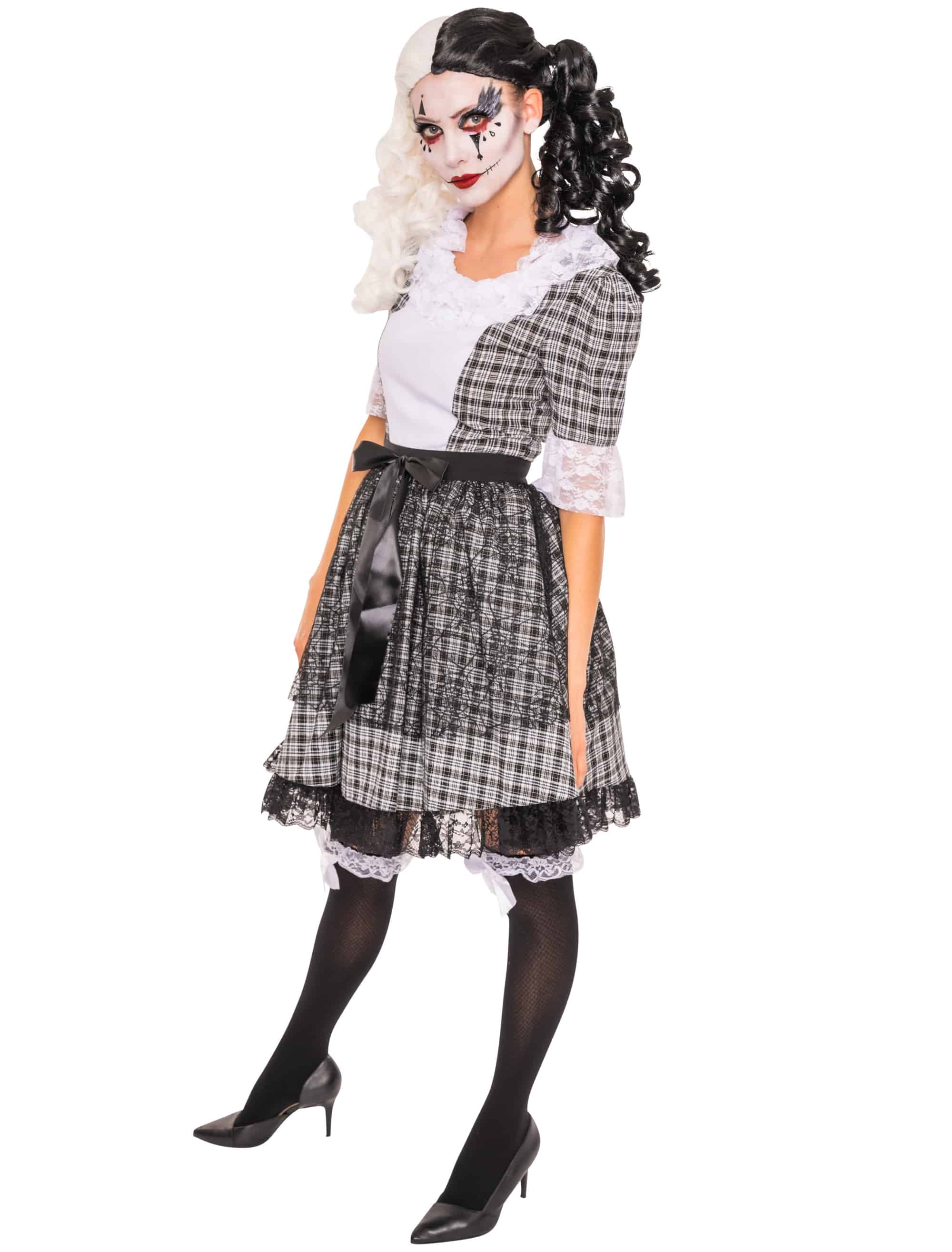 Kleid Horrorpuppe schwarz/weiß XL