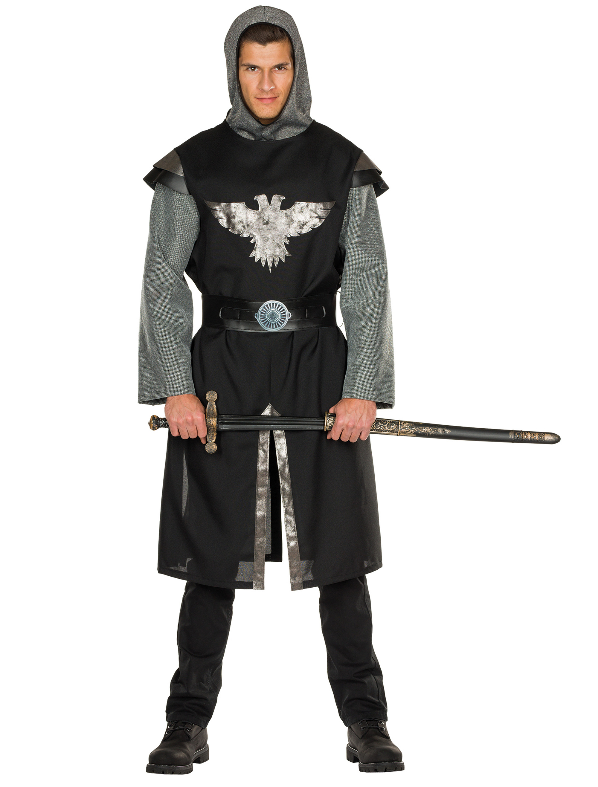 Hemd Ritter Herren mit Gürtel schwarz 58