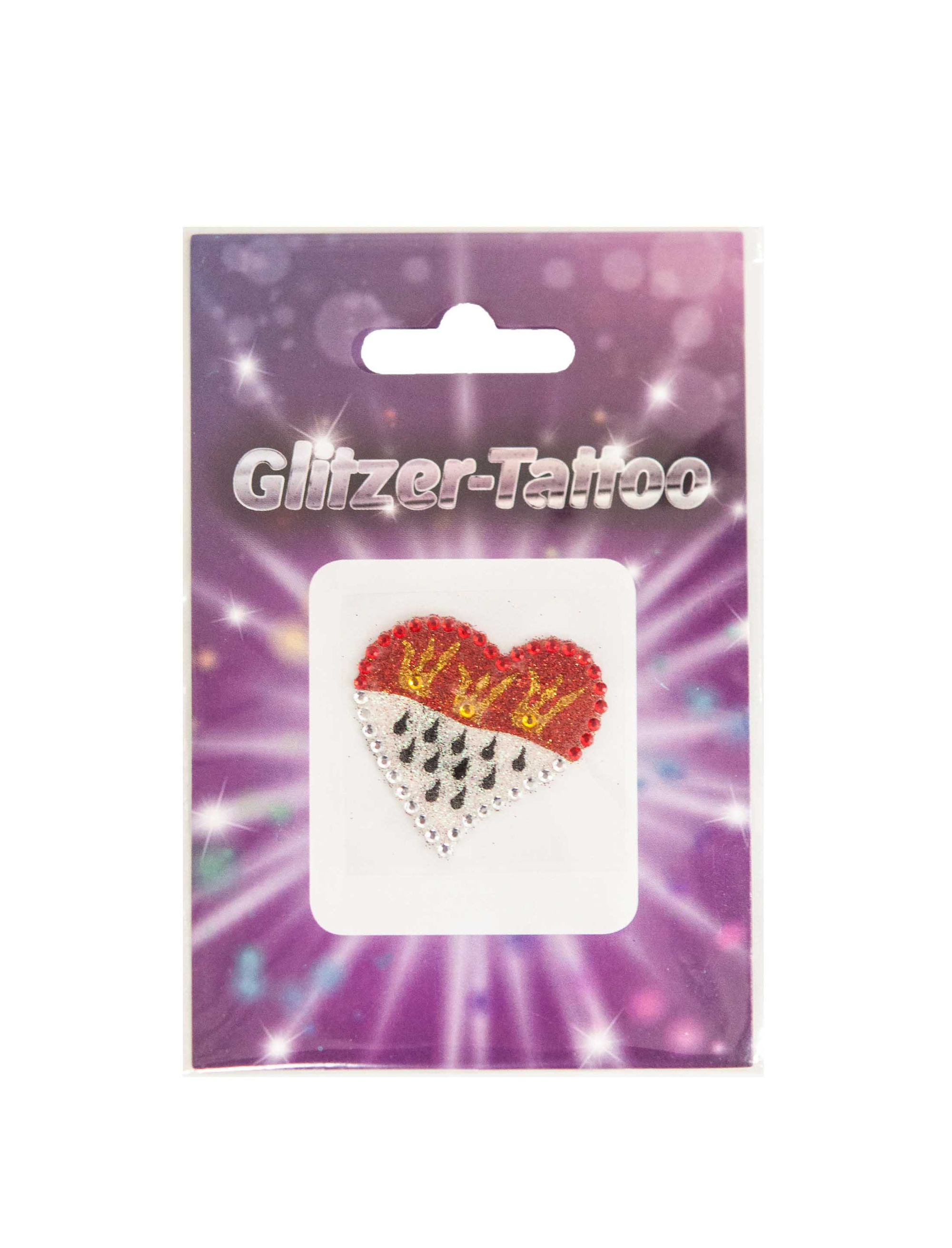 Glitzer-Tattoo Köln Herz geschwungen mit Strass