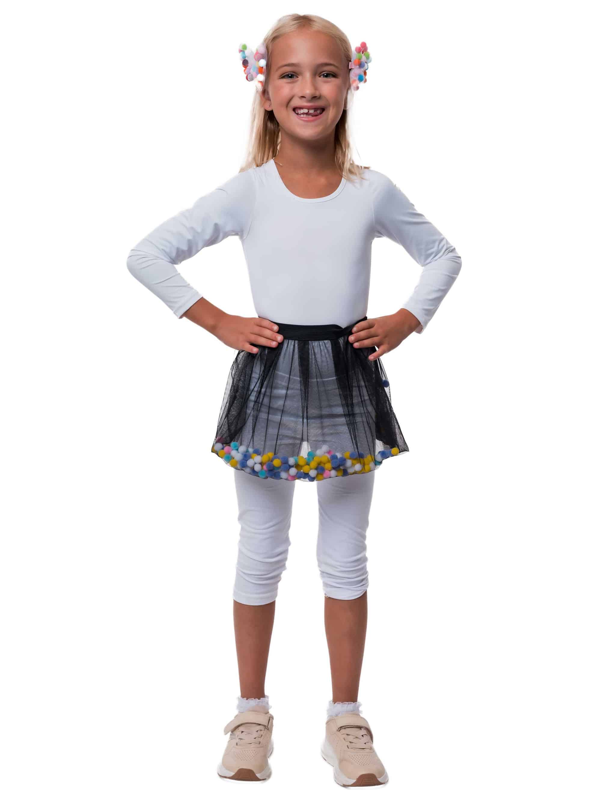 Rock mit Pompoms Kinder schwarz 128/140