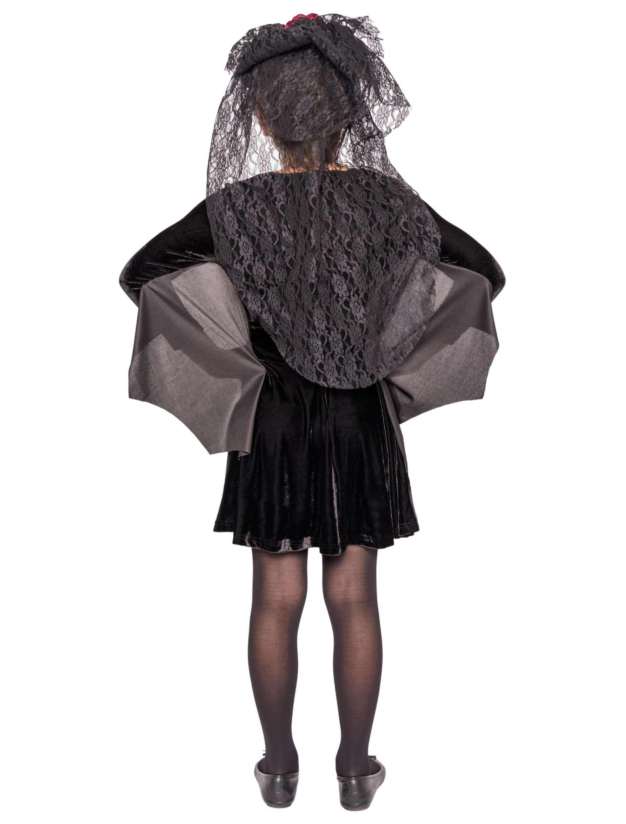 Kleid Fledermausärmel Kinder Mädchen schwarz 140