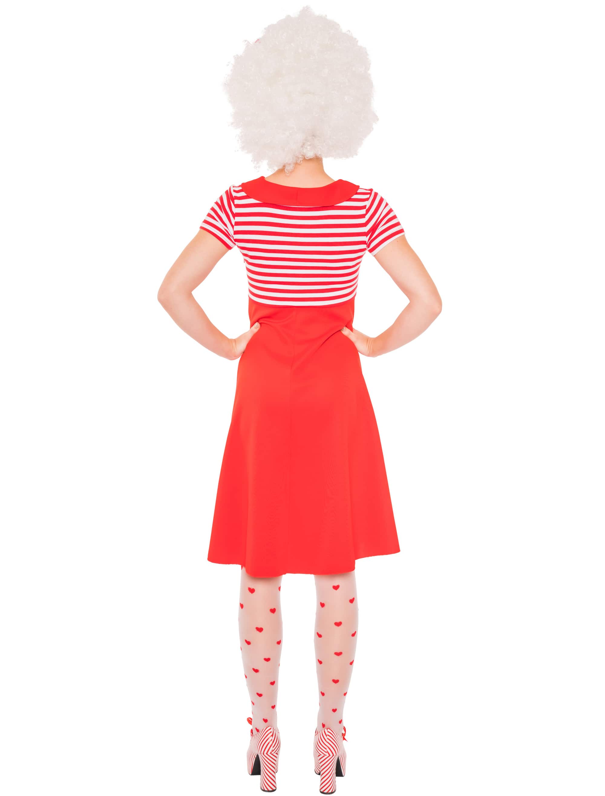 Kleid mit 3 Schleifen Damen rot/weiß S/M
