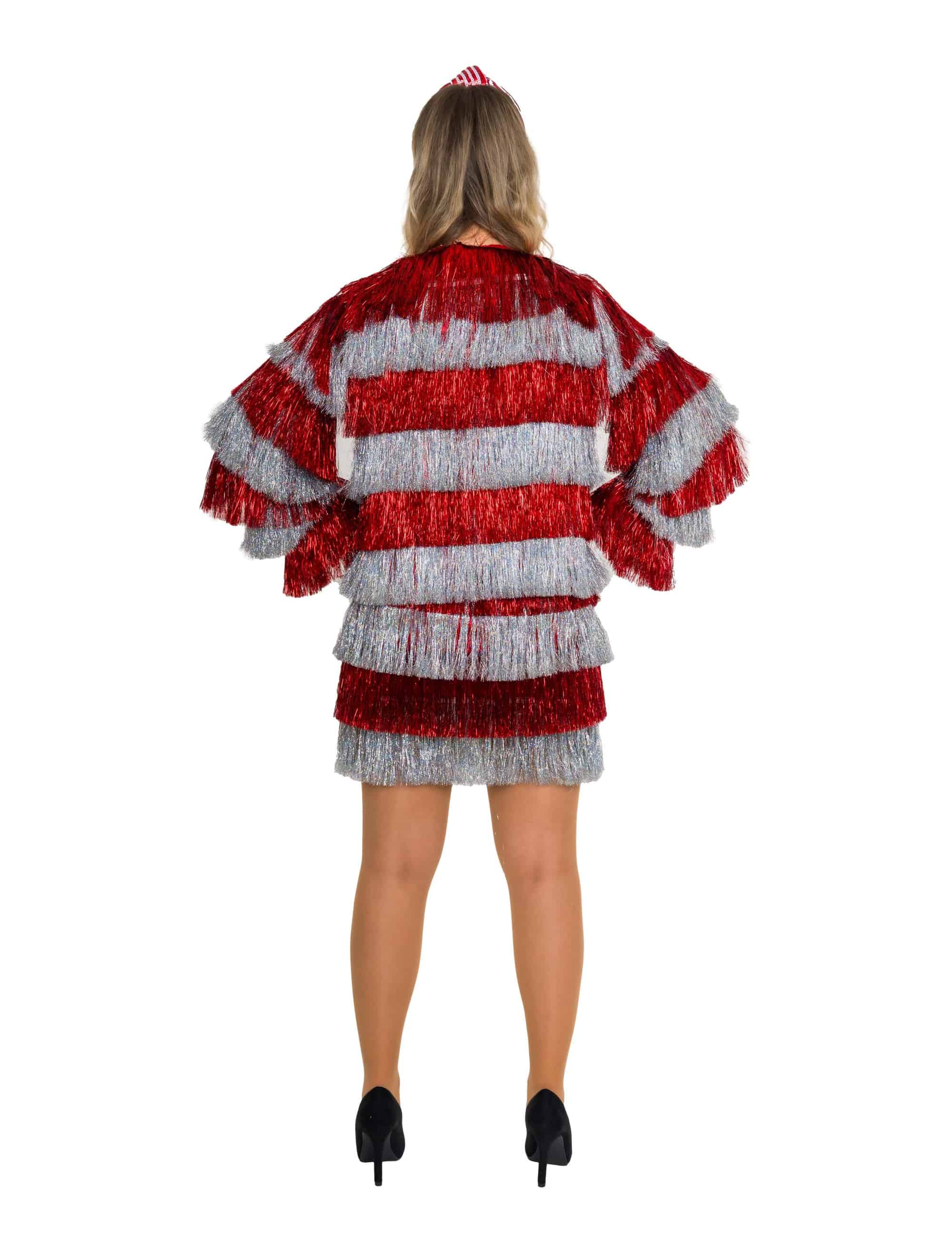 Jacke Lametta fein Damen rot/silber S/M