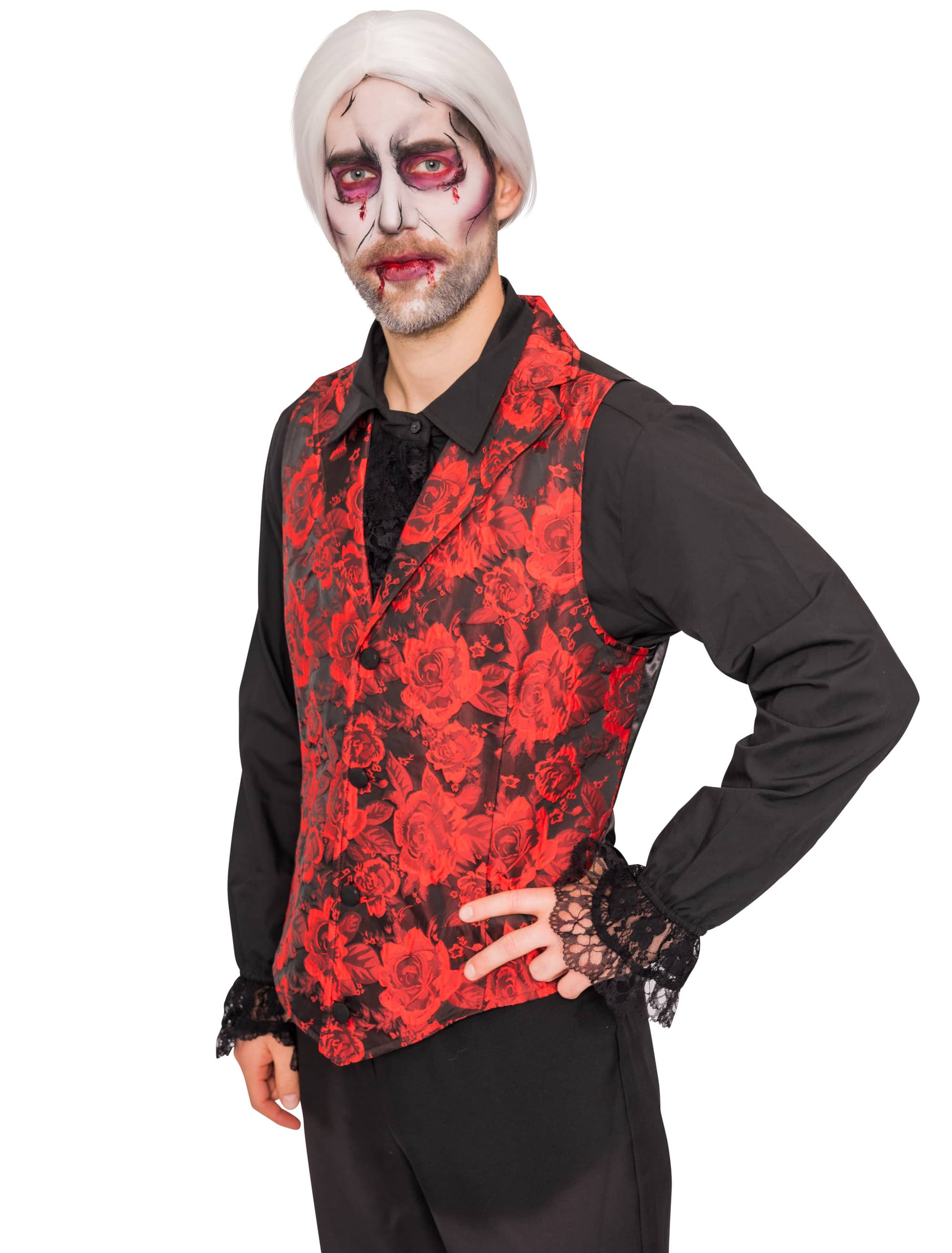 Weste mit Rosen Herren rot XL