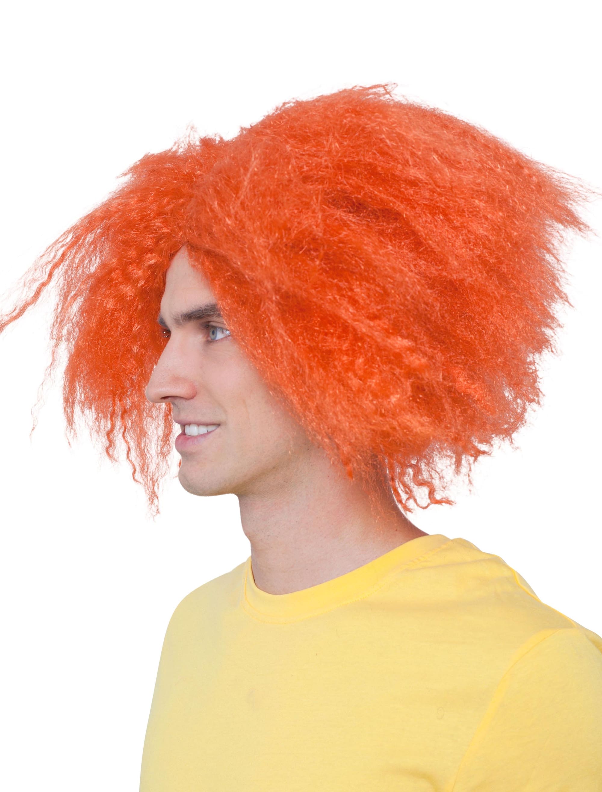 Perücke wilder Lockenkopf mit Scheitel orange one size