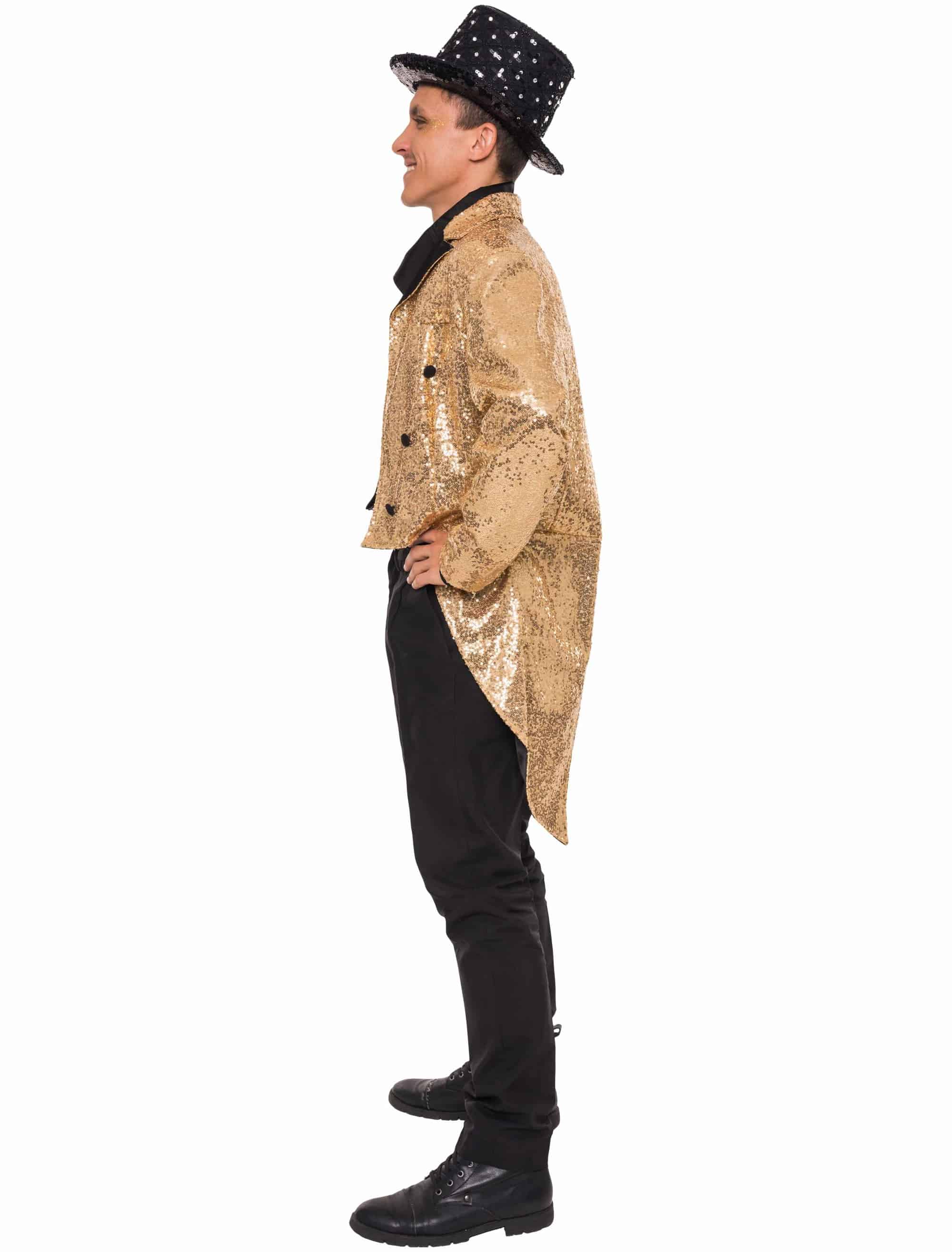 Frack Pailletten Herren gold M