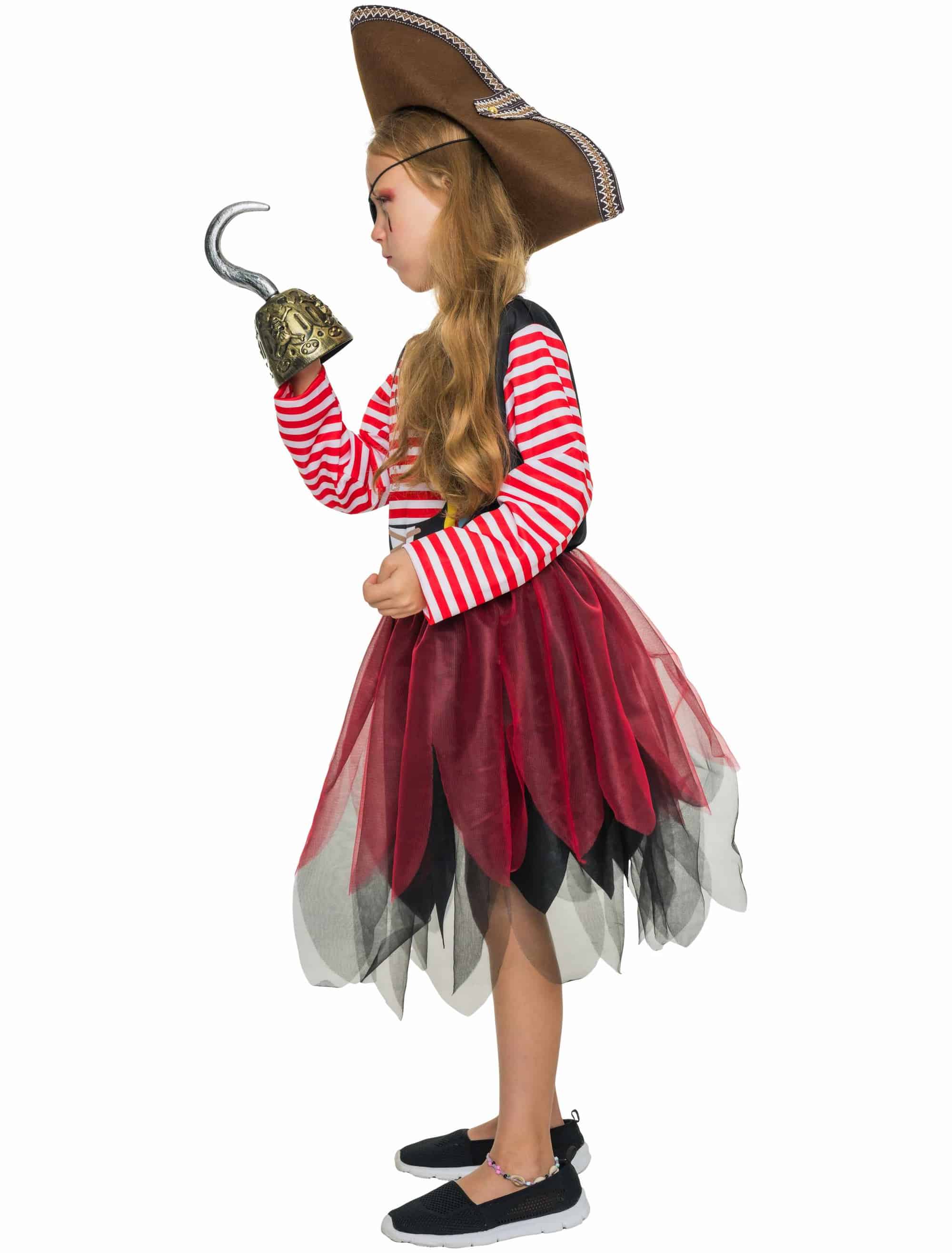 Kleid Piratin mit Papagei Kinder schwarz/rot 104