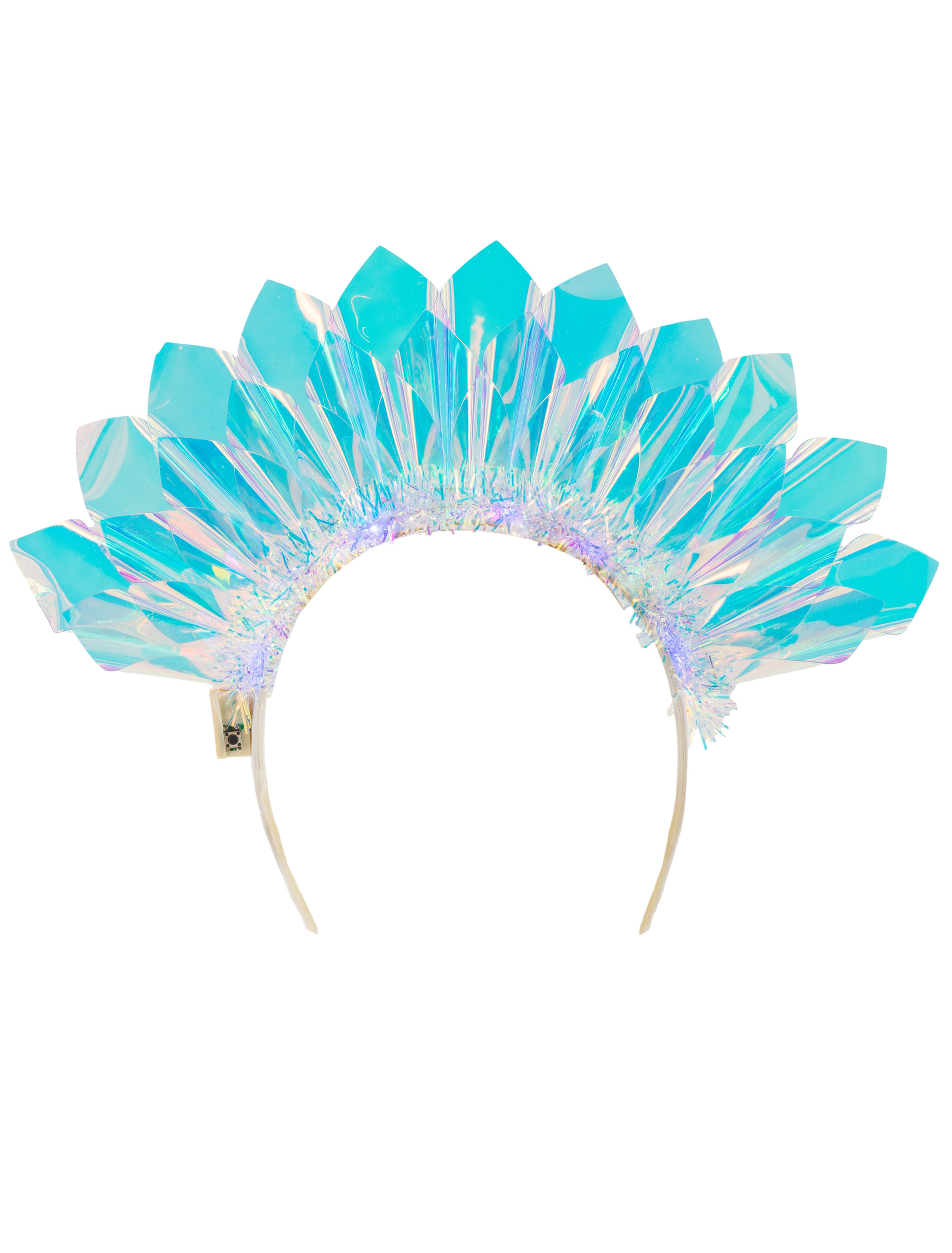 Haarreif holographisch mit Lametta und LED bunt