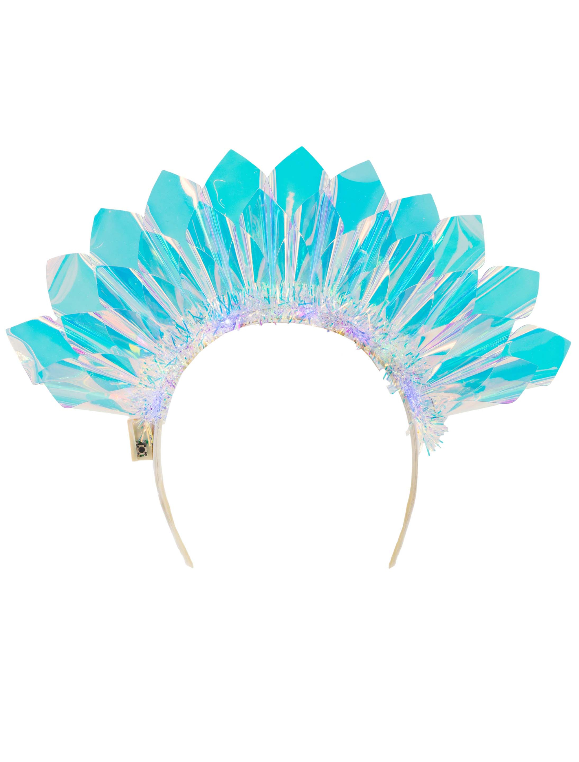 Haarreif holographisch mit Lametta und LED bunt