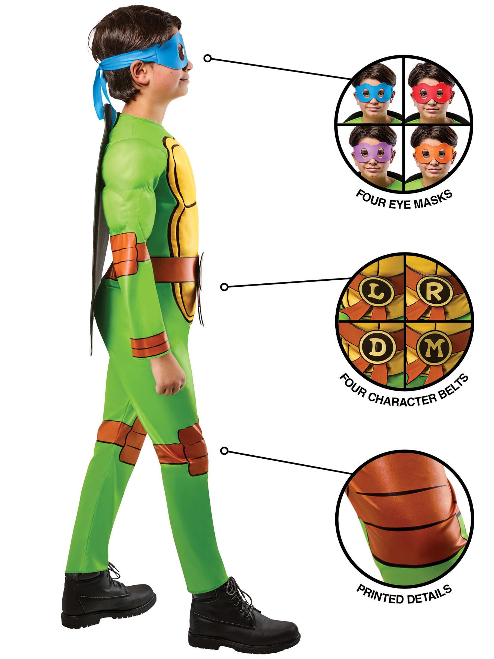 Teenage Mutant Ninja Turtle 4 in 1 Kinder grün/braun 9-10 Jahre