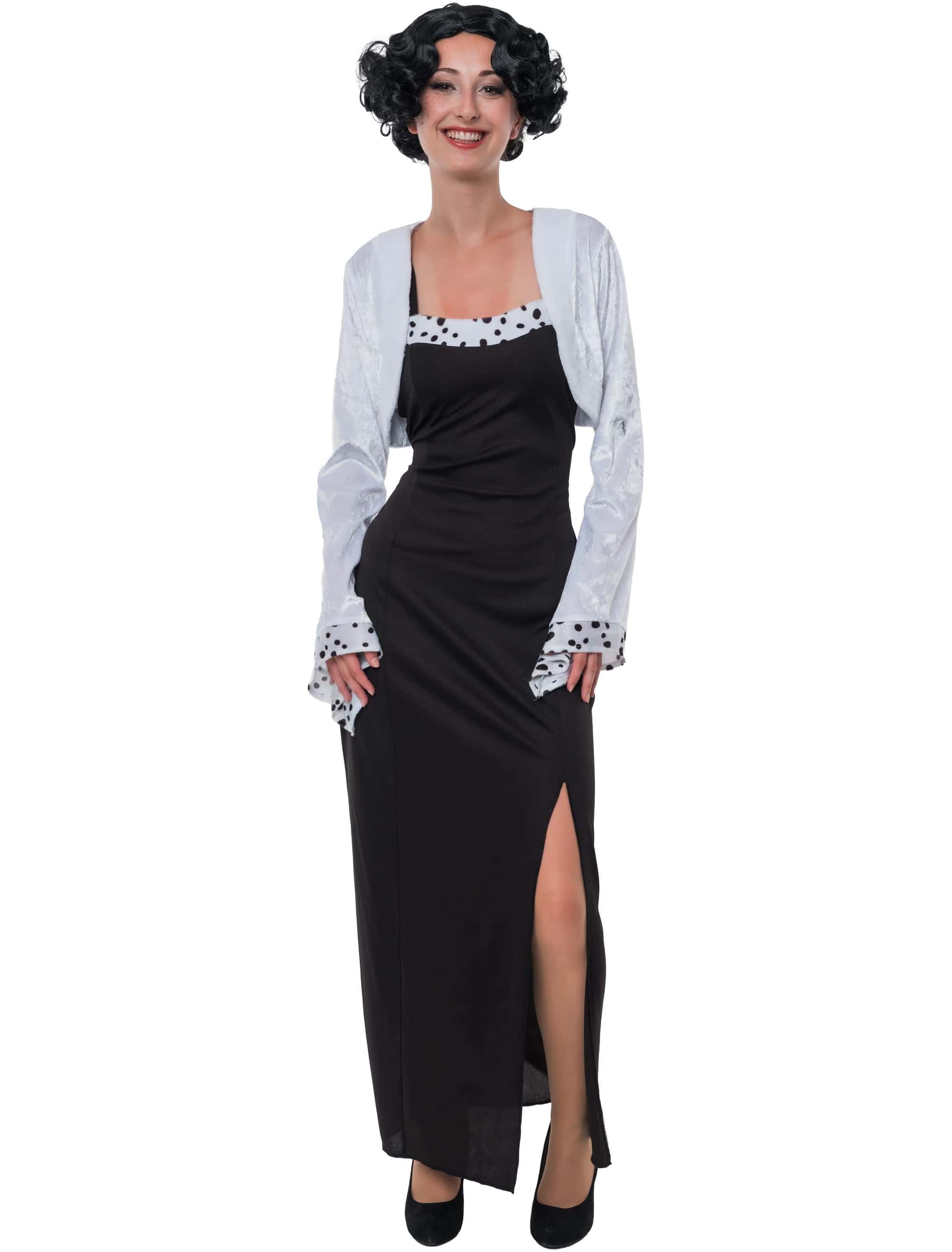 Kleid Dalmatiner 2-tlg. Damen schwarz/weiß S/M