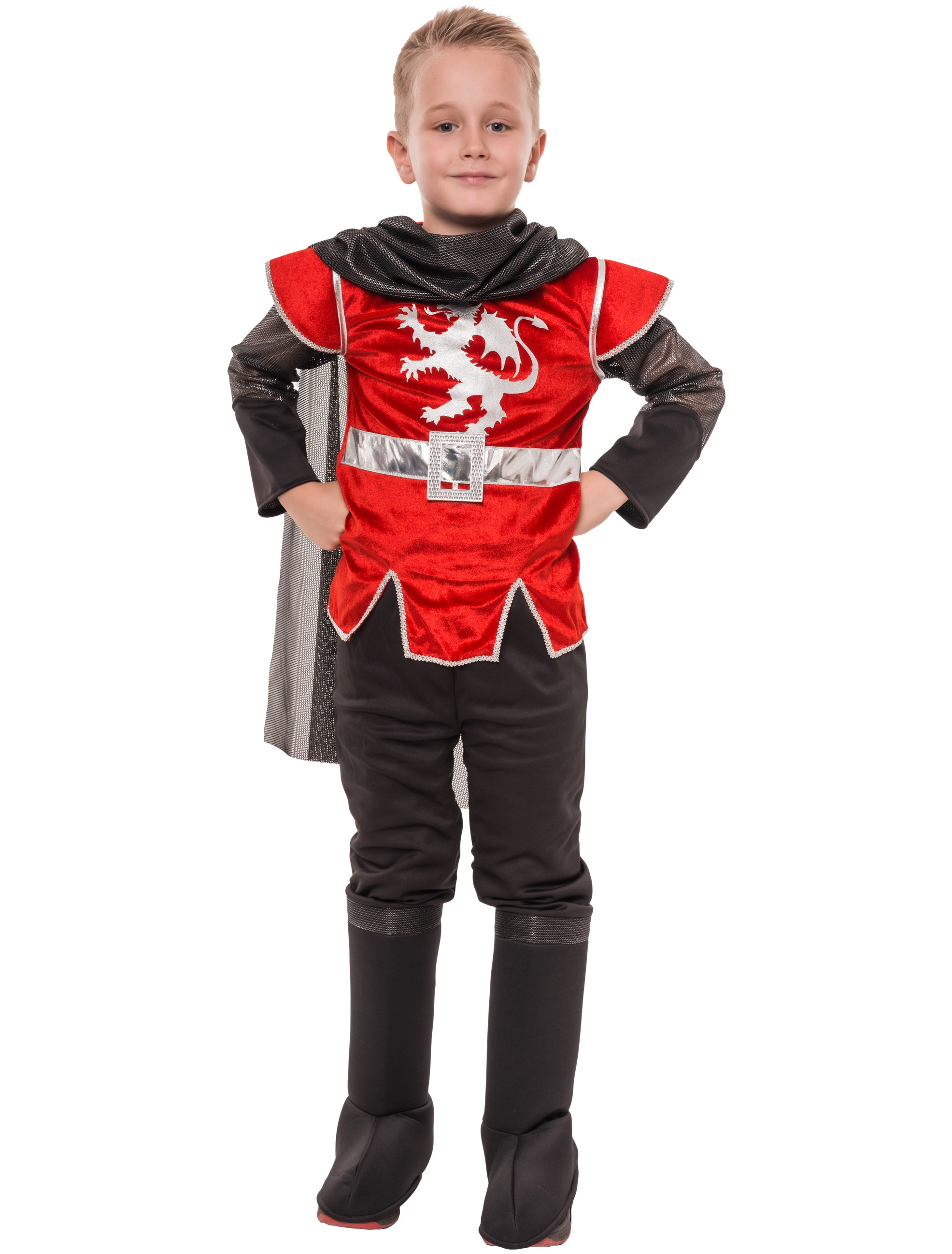 Kostüm Ritter 3-tlg. Kinder schwarz/rot 6-8 Jahre