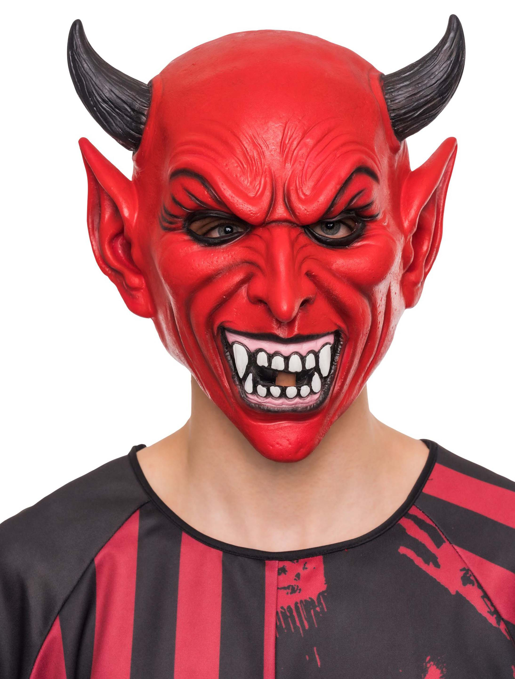 Latexmaske Teufel schwarz/rot